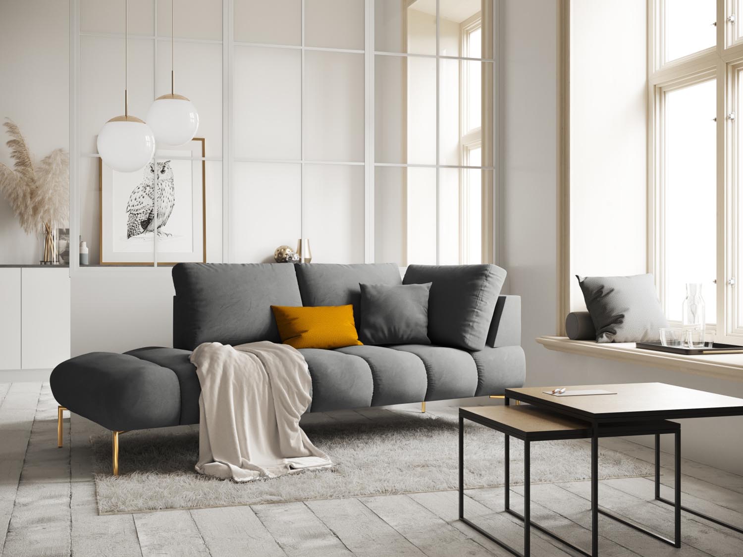 Geniessen Sie stilvollen Komfort mit der Hastings Velour Chaise Longue links 2 Sitzer von Cosmopolitan Design – ideal für Ihr modernes Wohnambiente.