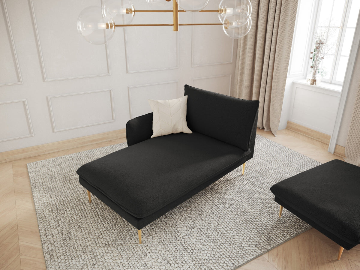 Vienna Boucle Sofa Chaise Lounge links 1 Sitz 110cm in Black/Gold-Ascot präsentiert im Onlineshop von KAQTU Design AG. L-Sofa links ist von Cosmopolitan Design