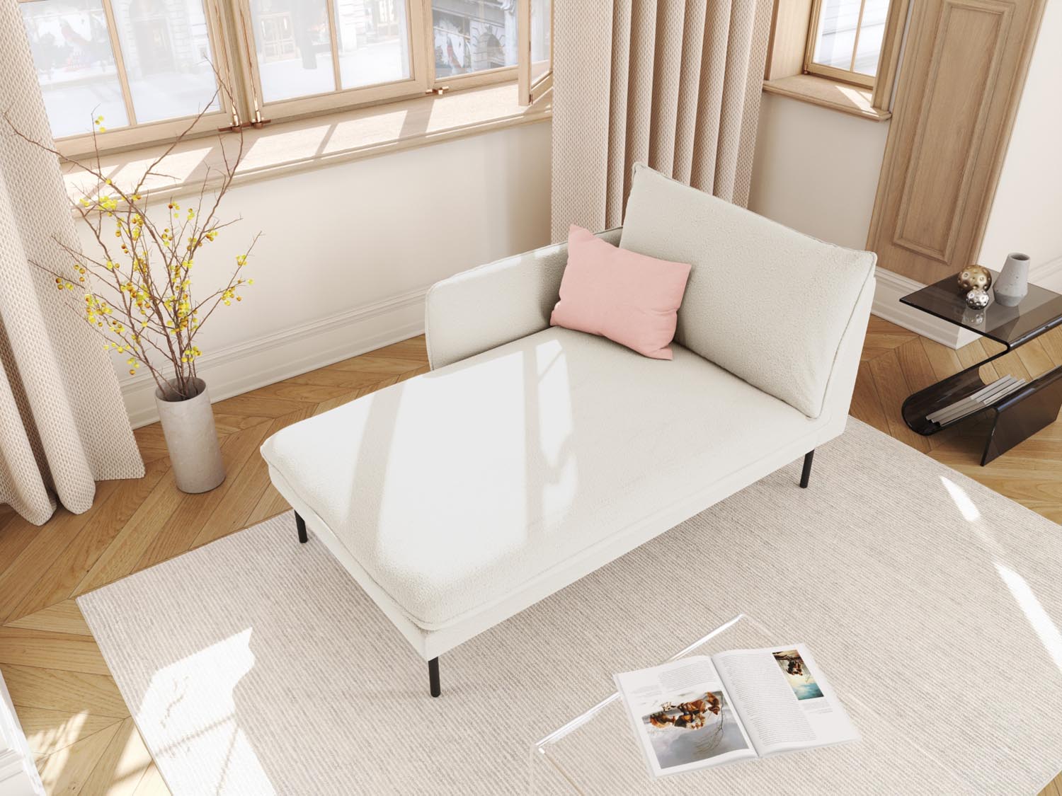 Entdecken Sie das elegante Vienna Boucle Sofa Chaise Lounge links von Cosmopolitan Design – Komfort und Stil für Ihr Zuhause!