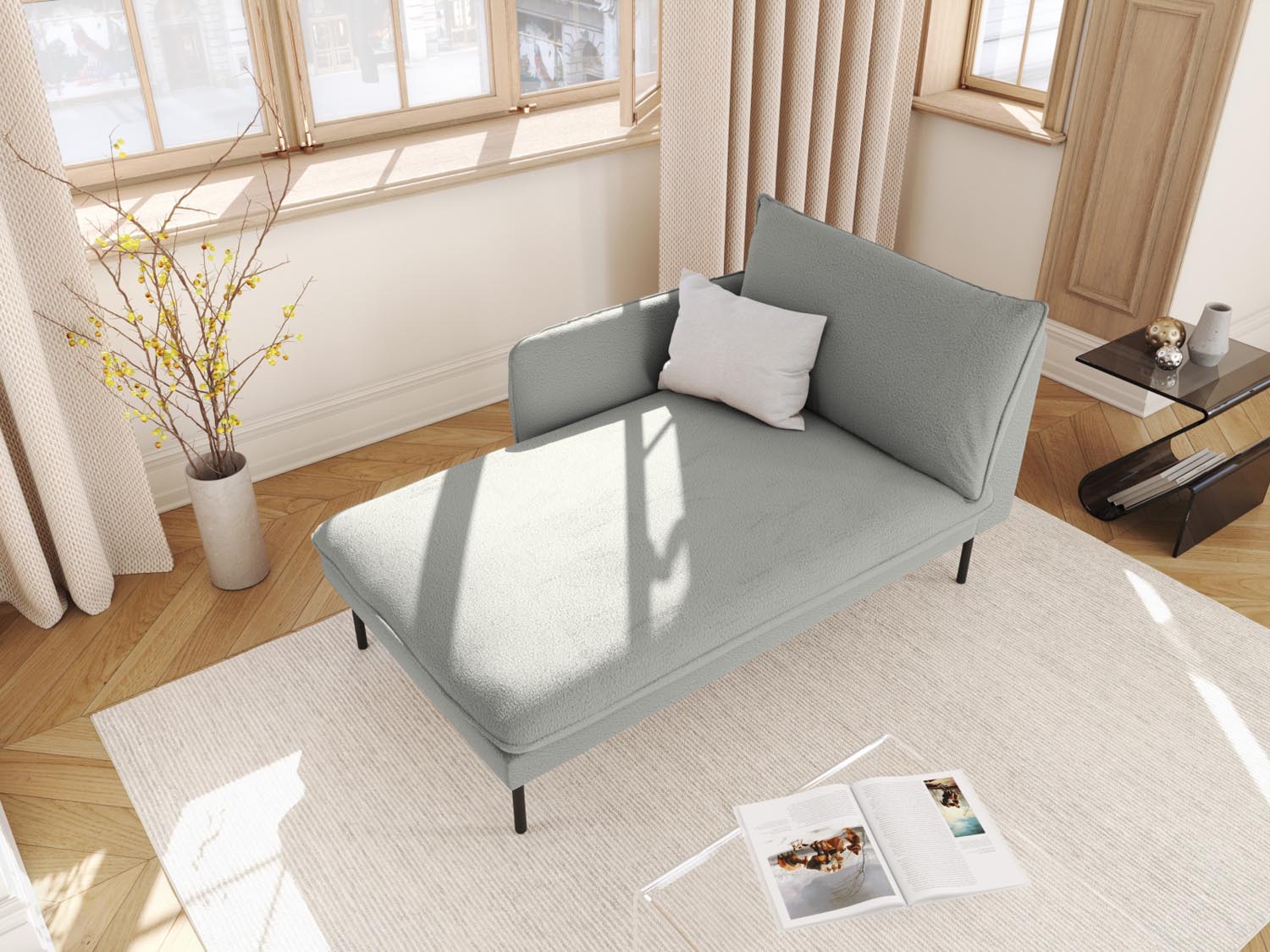 Entdecken Sie das elegante Vienna Boucle Sofa Chaise Lounge links von Cosmopolitan Design – Komfort und Stil für Ihr Zuhause!