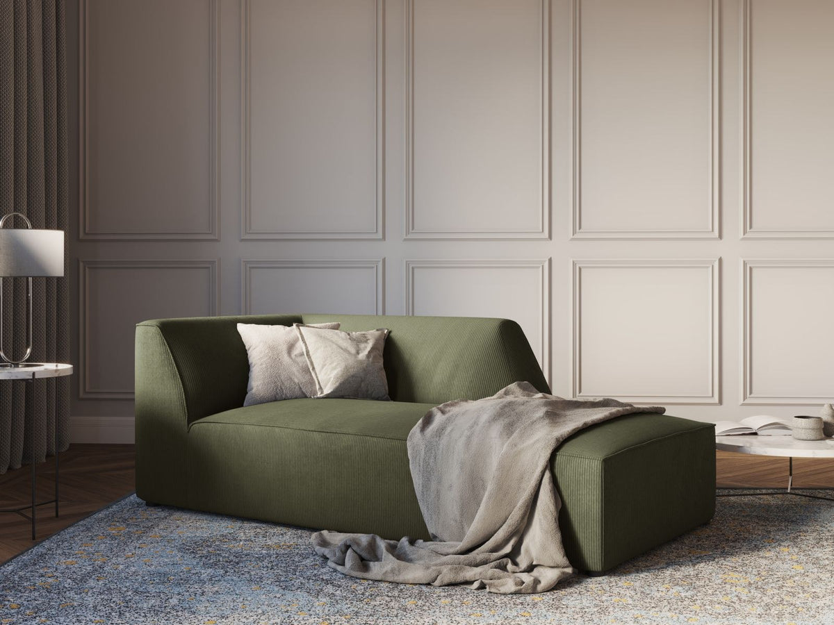 Siena Chaiselongue rechts 1-Sitzer 181cm in Light Beige-Scala mit strukturiertem Cordstoff, Massivholzrahmen und schwarzen Kunststoffbeinen.