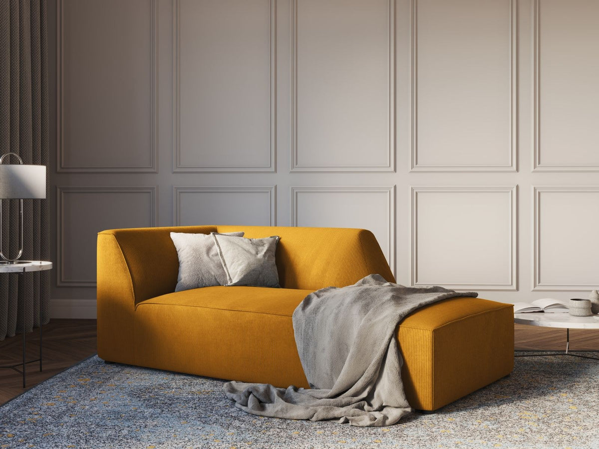 Siena Chaiselongue rechts 1-Sitzer 181cm in Light Beige-Scala mit strukturiertem Cordstoff, Massivholzrahmen und schwarzen Kunststoffbeinen.