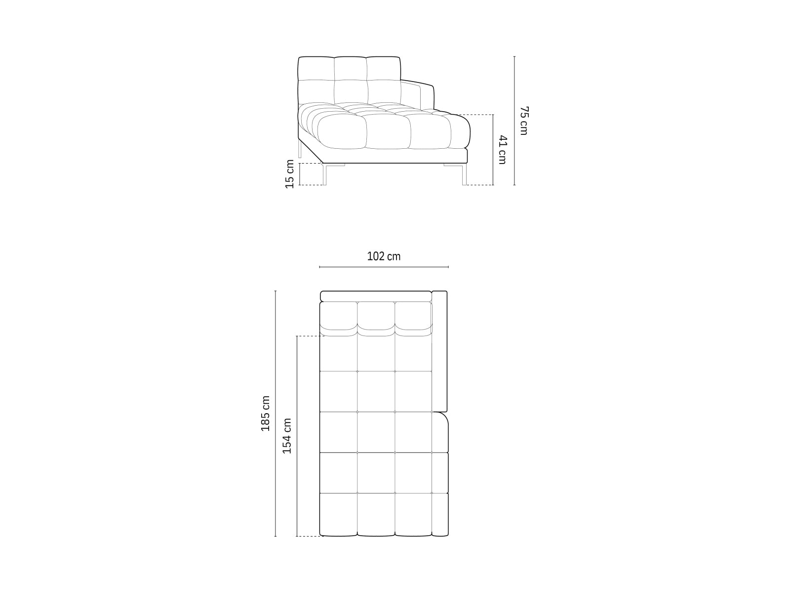 Stilvolle rechte 1-Sitzer Chaise Longue aus der Bali-Kollektion, perfekt für gemütliche Ecken und modernes Wohndesign in neutralem Grau.