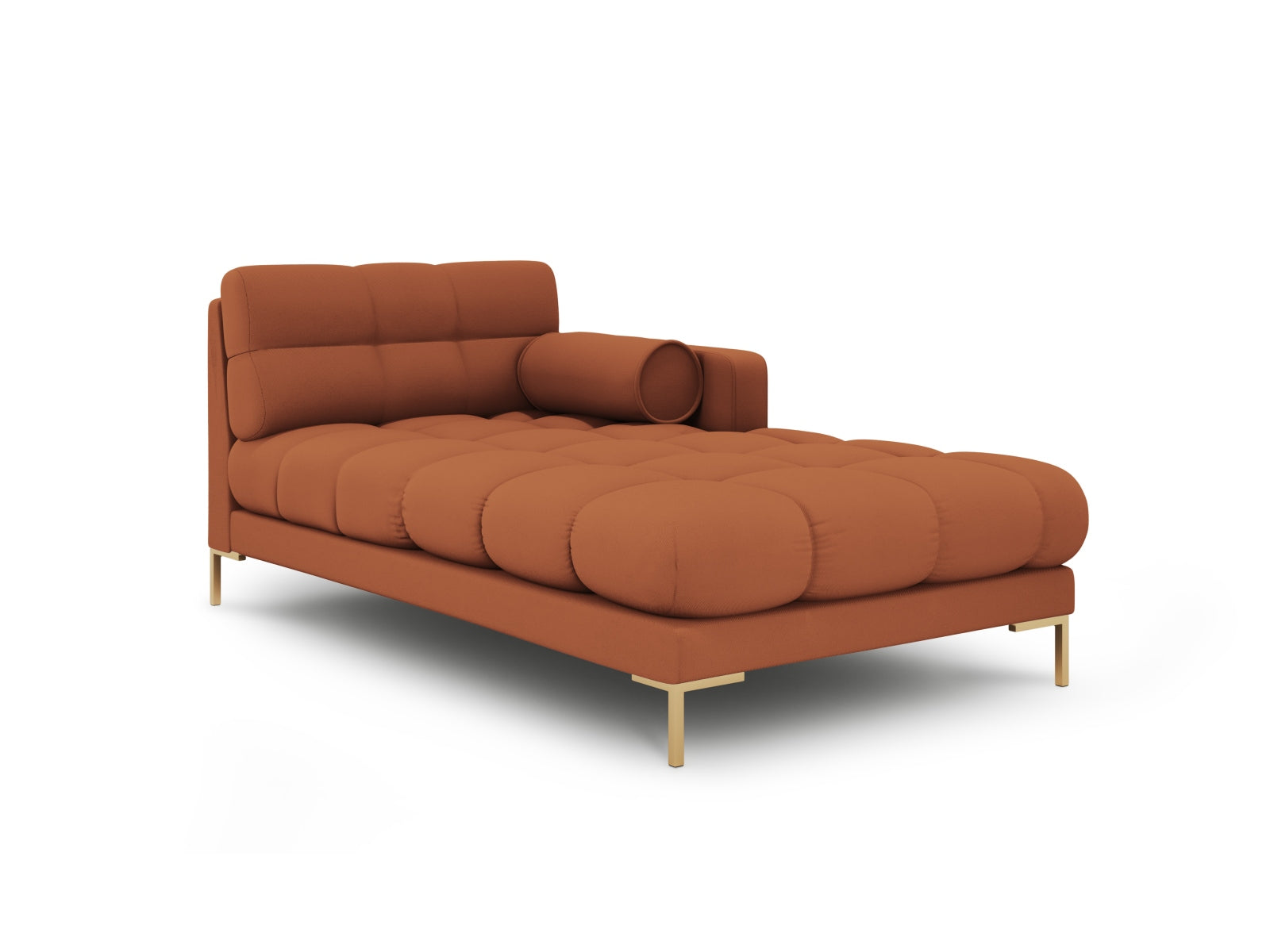 Stilvolle 1-Sitzer Chaise Longue rechts Bali in warmem Ziegelrot, perfekt für moderne Wohnkonzepte und gemütliche Entspannung. Teil der modulares Sofa-Kollektion.