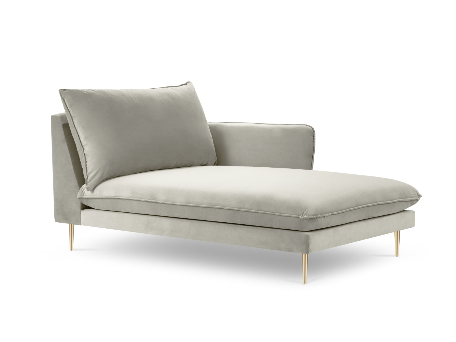 Vienna Velour Sofa Chaise Lounge rechts 1 Sitz 110cm in Beige/Gold präsentiert im Onlineshop von KAQTU Design AG. L-Sofa rechts ist von Cosmopolitan Design