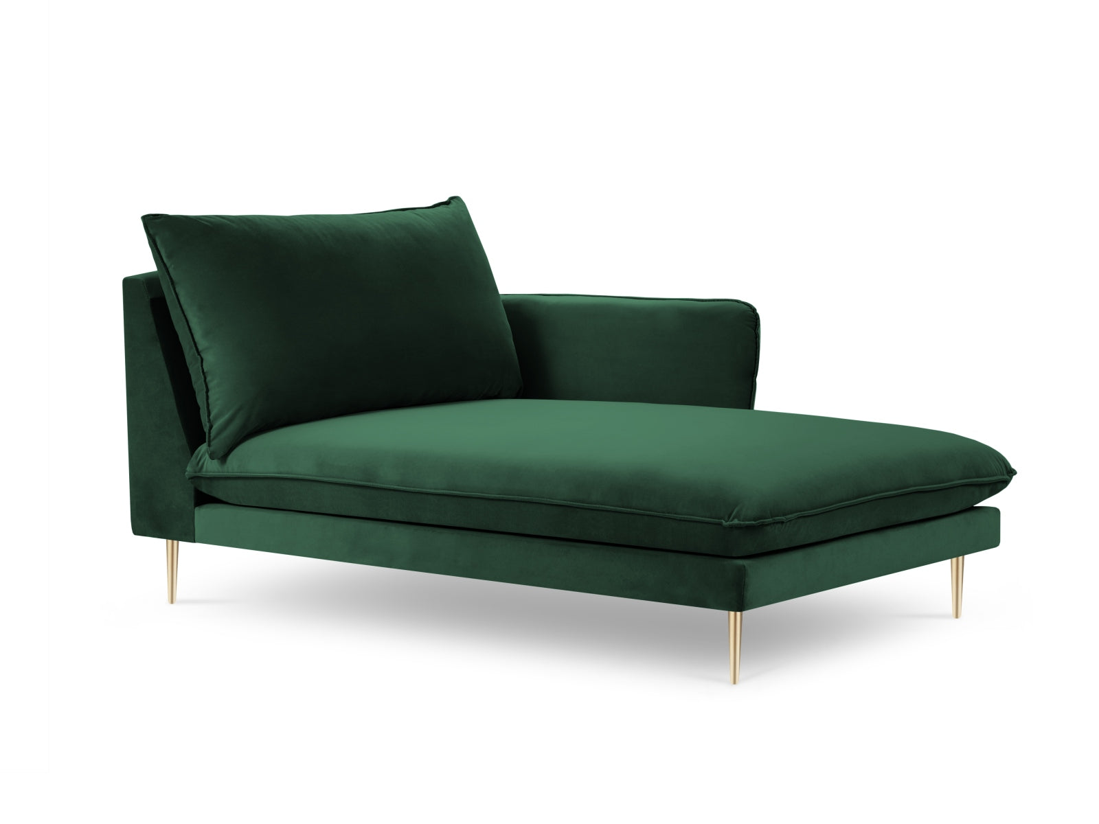 Vienna Velour Sofa Chaise Lounge rechts 1 Sitz 110cm in Bottle Green/Gold präsentiert im Onlineshop von KAQTU Design AG. L-Sofa rechts ist von Cosmopolitan Design