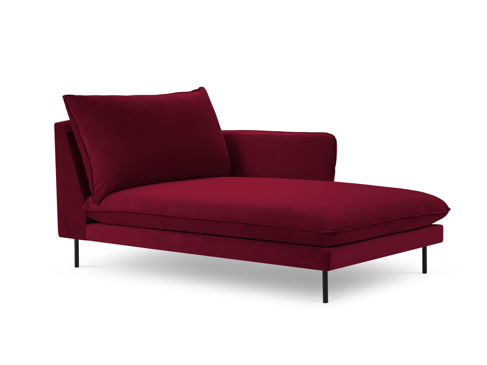 Vienna Velour Sofa Chaise Lounge rechts 1 Sitz 110cm in Red/Schwarz präsentiert im Onlineshop von KAQTU Design AG. L-Sofa rechts ist von Cosmopolitan Design