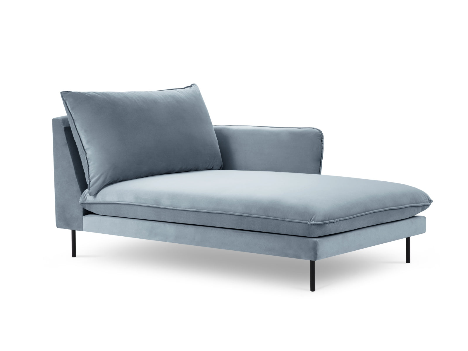 Vienna Velour Sofa Chaise Lounge rechts 1 Sitz 110cm in Blue/Schwarz präsentiert im Onlineshop von KAQTU Design AG. L-Sofa rechts ist von Cosmopolitan Design