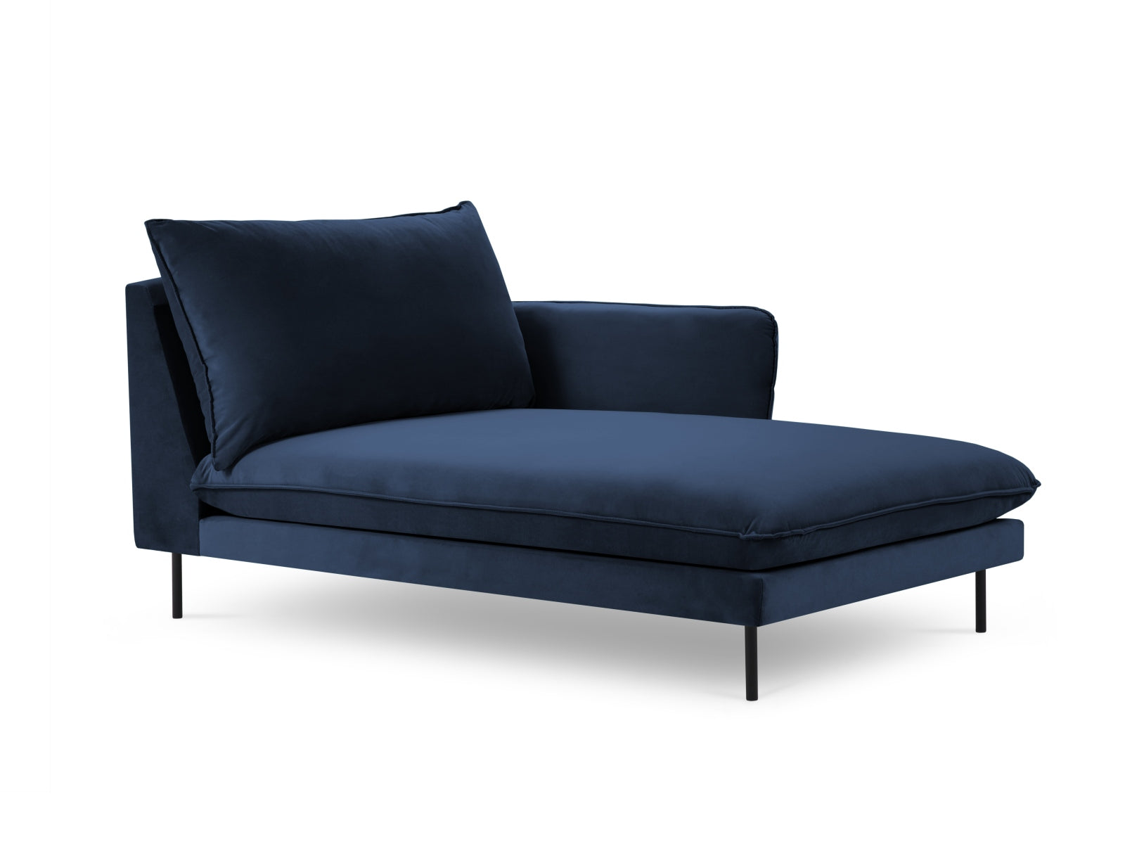 Vienna Velour Sofa Chaise Lounge rechts 1 Sitz 110cm in Royal Blue/Schwarz präsentiert im Onlineshop von KAQTU Design AG. L-Sofa rechts ist von Cosmopolitan Design