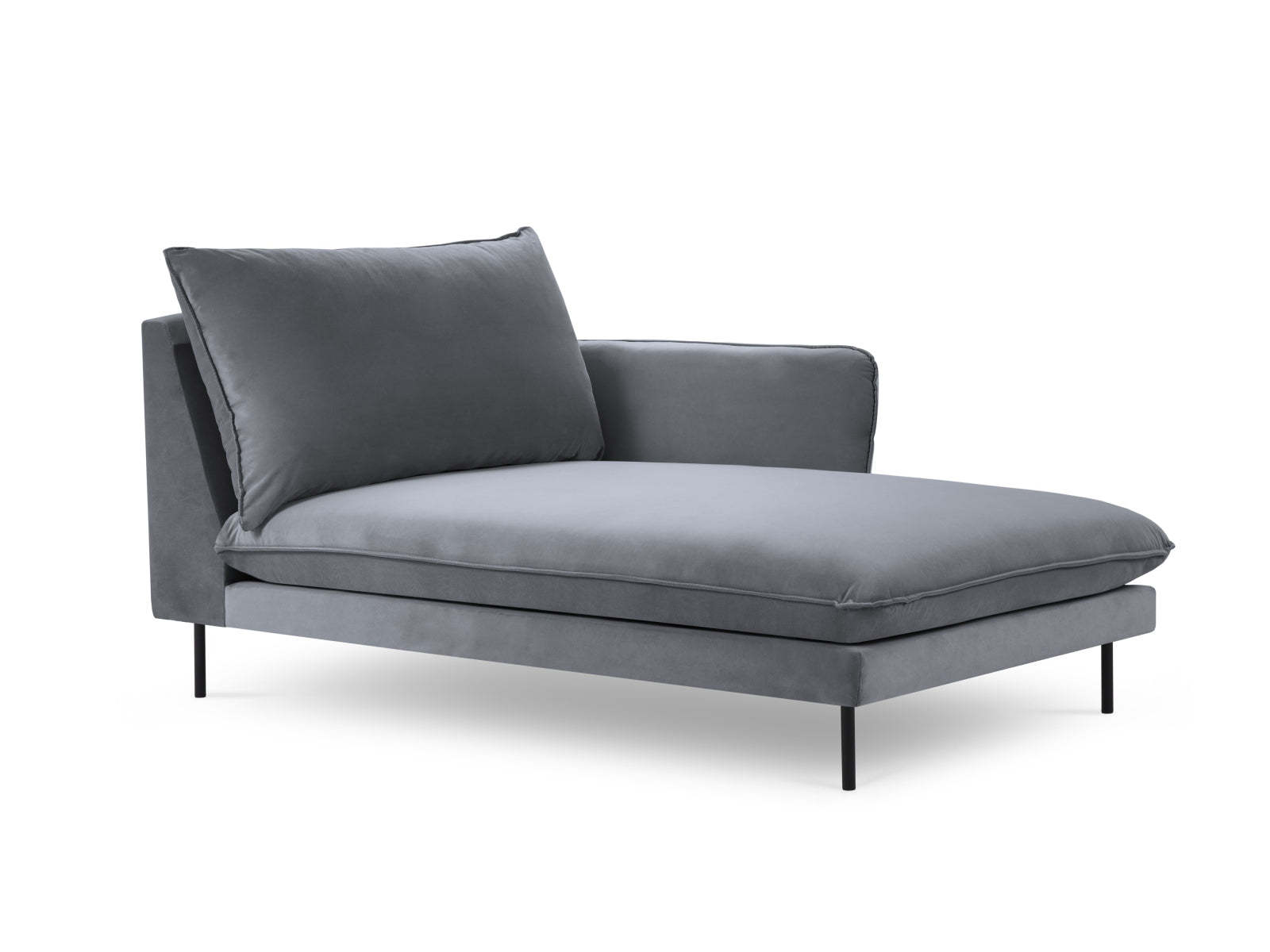 Vienna Velour Sofa Chaise Lounge rechts 1 Sitz 110cm in Blue Grey/Schwarz präsentiert im Onlineshop von KAQTU Design AG. L-Sofa rechts ist von Cosmopolitan Design