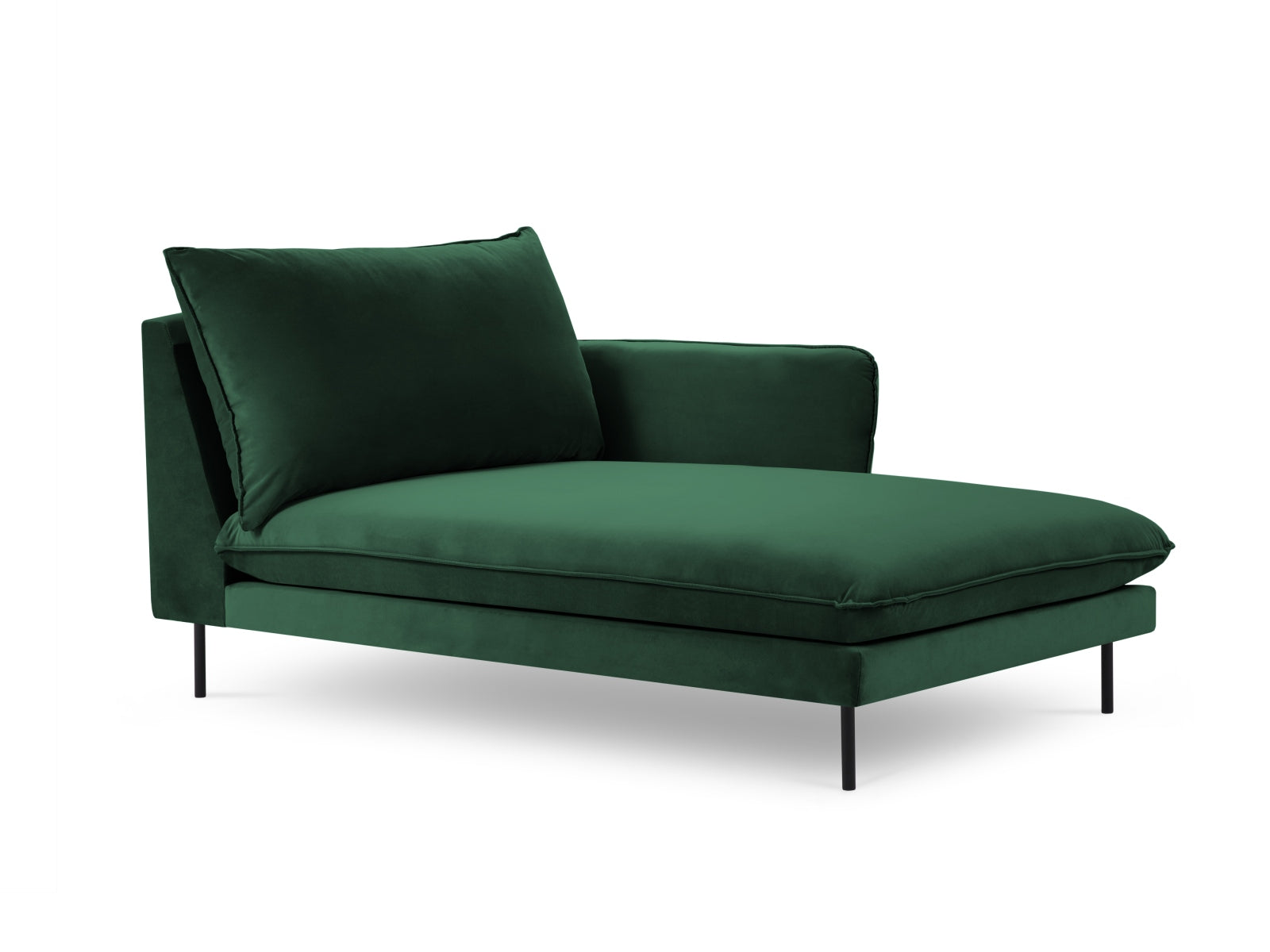 Vienna Velour Sofa Chaise Lounge rechts 1 Sitz 110cm in Bottle Green/Schwarz präsentiert im Onlineshop von KAQTU Design AG. L-Sofa rechts ist von Cosmopolitan Design