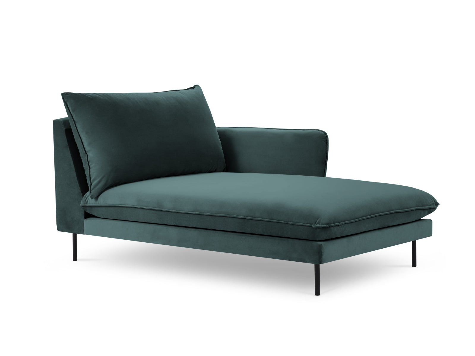 Vienna Velour Sofa Chaise Lounge rechts 1 Sitz 110cm in Petrol/Schwarz präsentiert im Onlineshop von KAQTU Design AG. L-Sofa rechts ist von Cosmopolitan Design