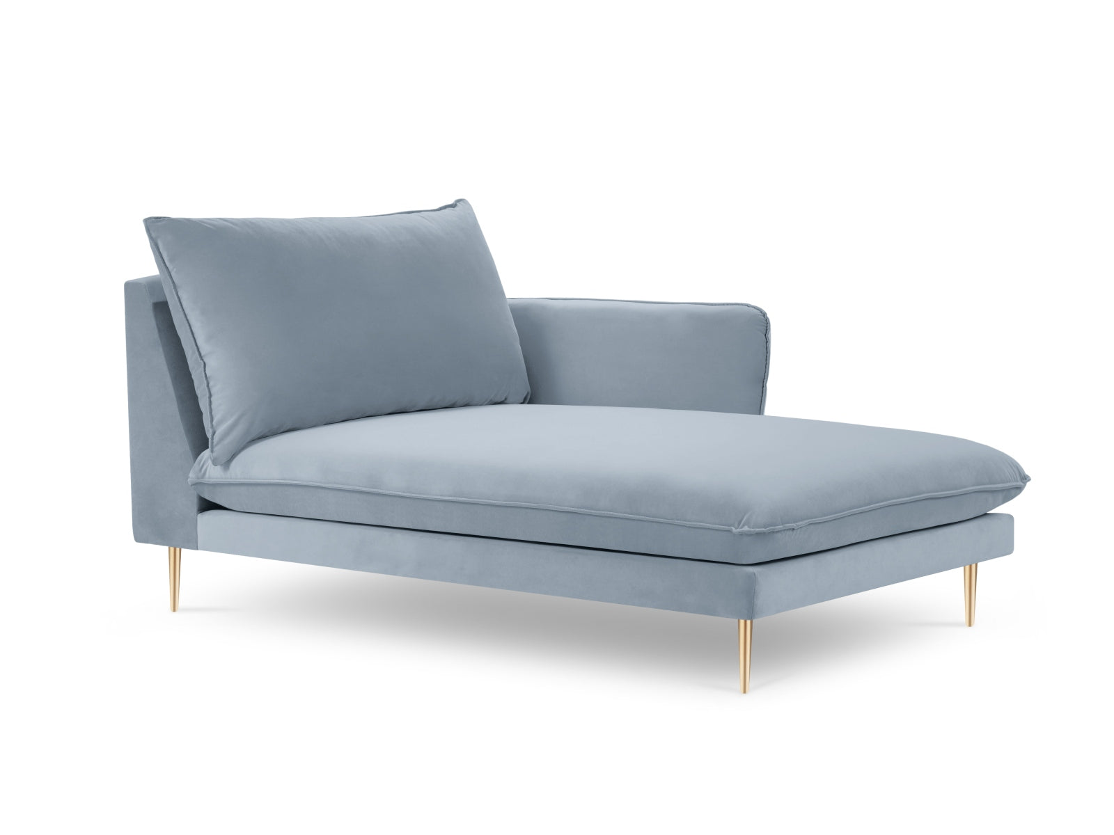 Vienna Velour Sofa Chaise Lounge rechts 1 Sitz 110cm in Light Blue/Gold präsentiert im Onlineshop von KAQTU Design AG. L-Sofa rechts ist von Cosmopolitan Design