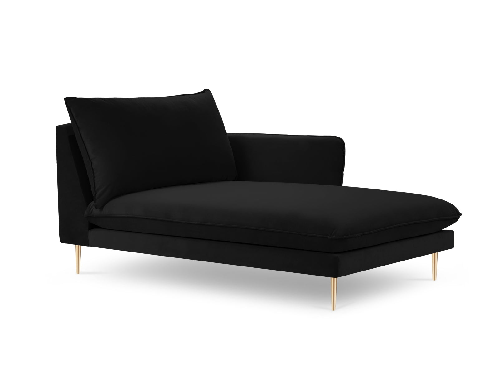 Vienna Velour Sofa Chaise Lounge rechts 1 Sitz 110cm in Black/Gold präsentiert im Onlineshop von KAQTU Design AG. L-Sofa rechts ist von Cosmopolitan Design