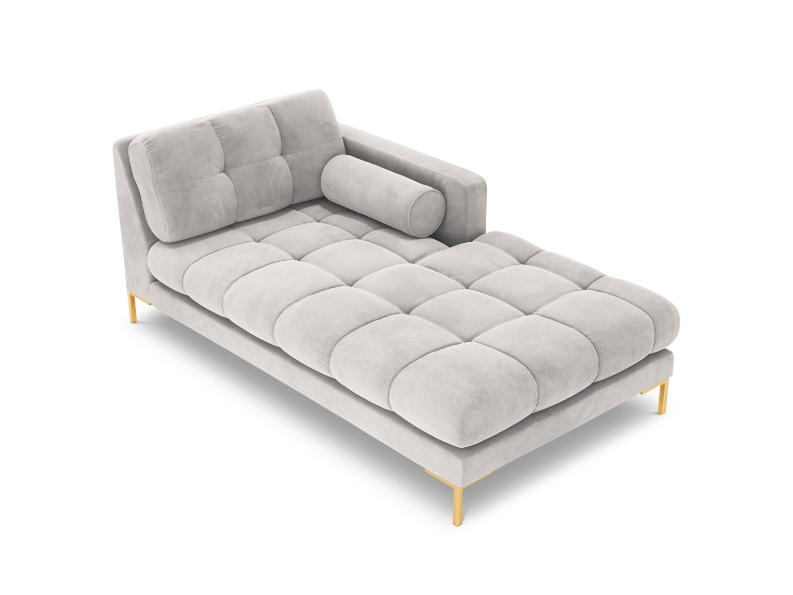 Stilvolle rechte Chaise Longue Bali für ein modulares Sofa, gefertigt aus edlem Silver-Bluvel, perfekt für entspannte Momente.