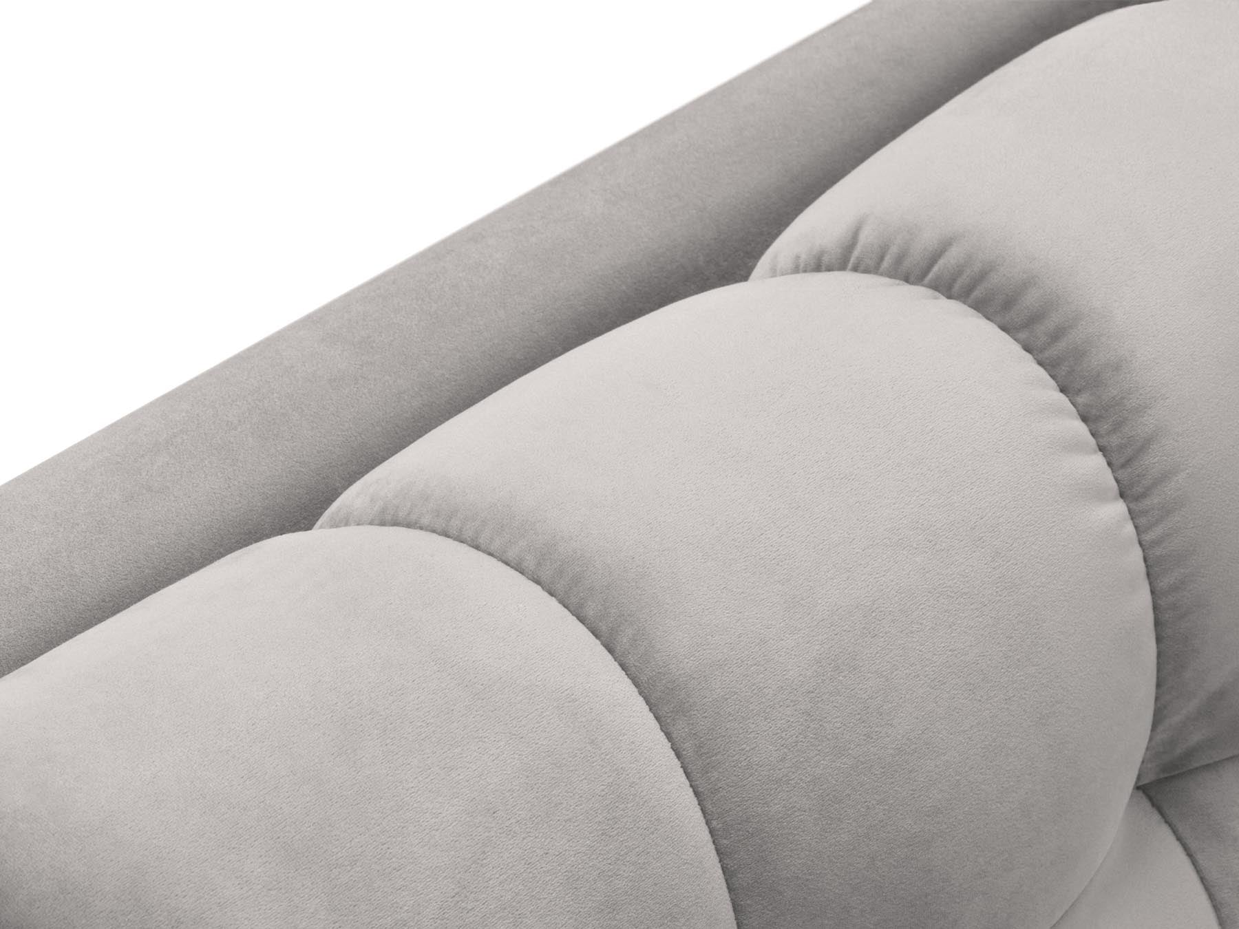 Stilvolle rechte Chaise Longue Bali für modulares Sofa, gefertigt aus edlem Silver-Bluvel, perfekt für zeitgemäße Wohnräume und Entspannung.