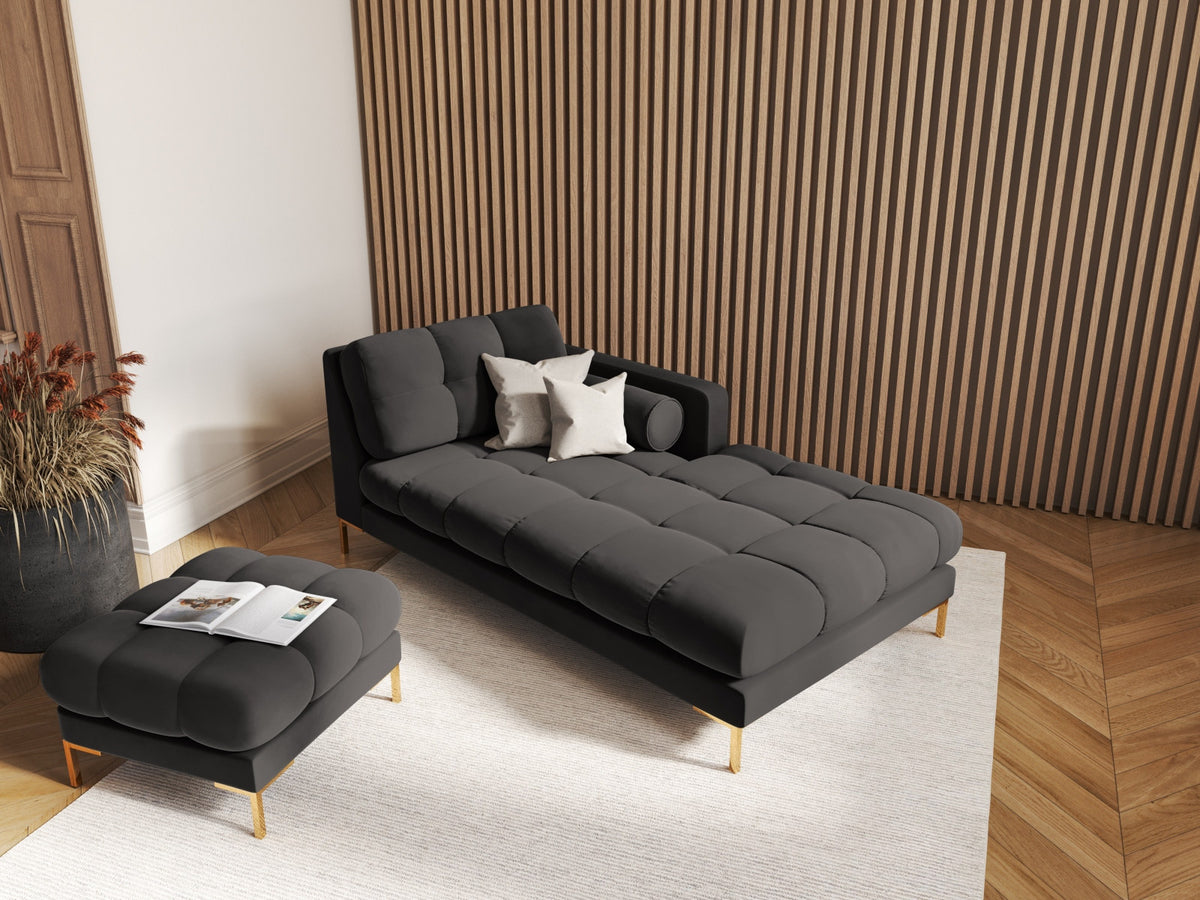 Modulares Sofa 1-Sitzer Chaise Longue rechts Bali mit Stoffbezug und Metallbeinen