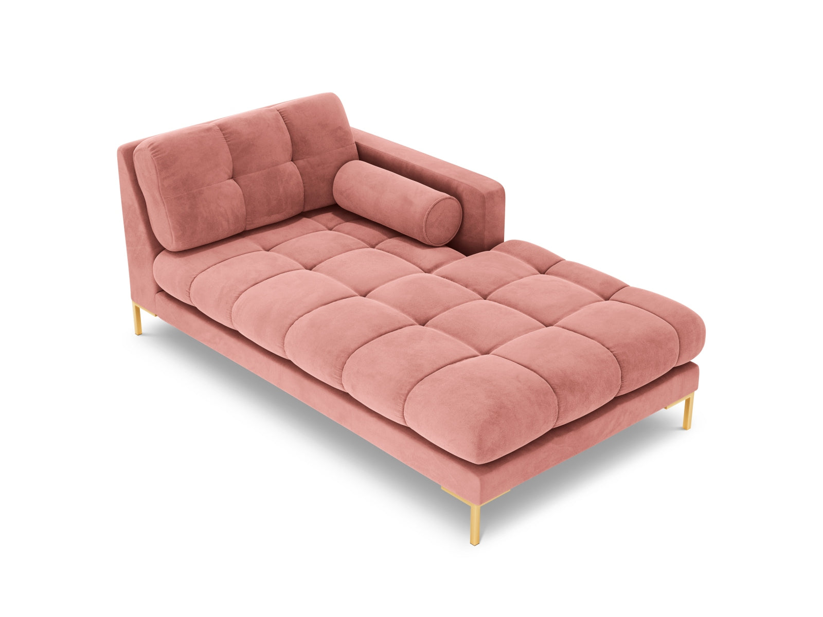 Elegante 1-Sitzer Chaise Longue rechts Bali in strahlendem Pink-Bluvel, perfekt für moderne und einladende Wohnkonzepte.