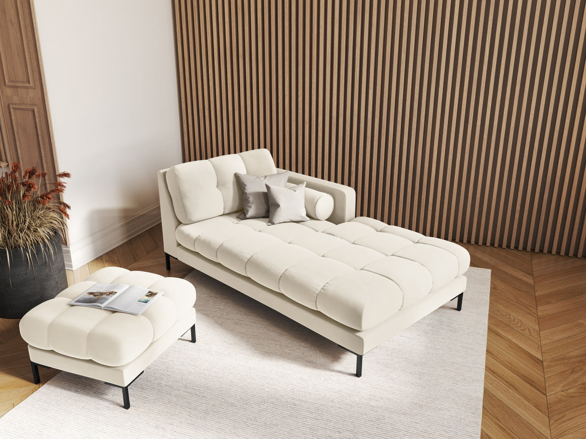 Modulares Sofa 1-Sitzer Chaise Longue rechts Bali mit Stoffbezug und Metallbeinen