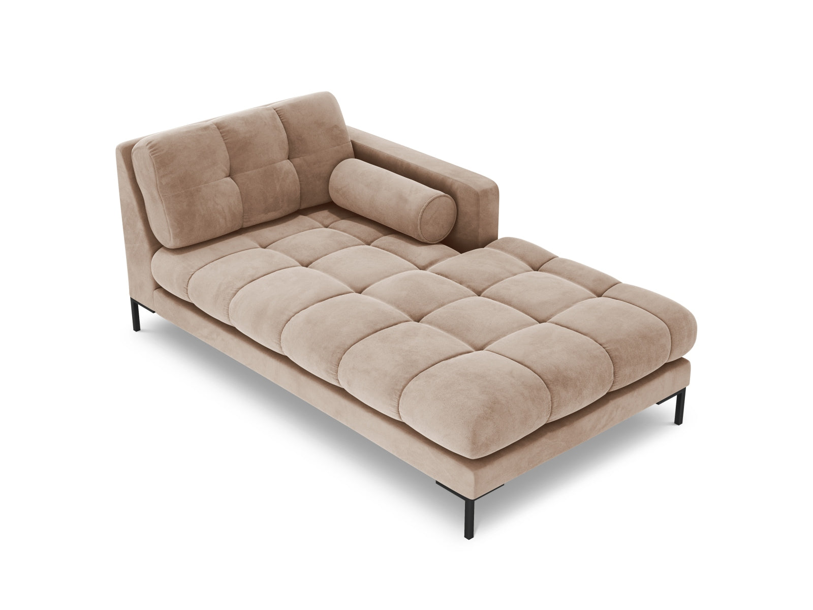 Elegante 1-Sitzer Chaise Longue rechts Bali in stilvollem Beige-Bluvel, ideal für moderne Wohnräume und vielseitige Sofa-Kombinationen.
