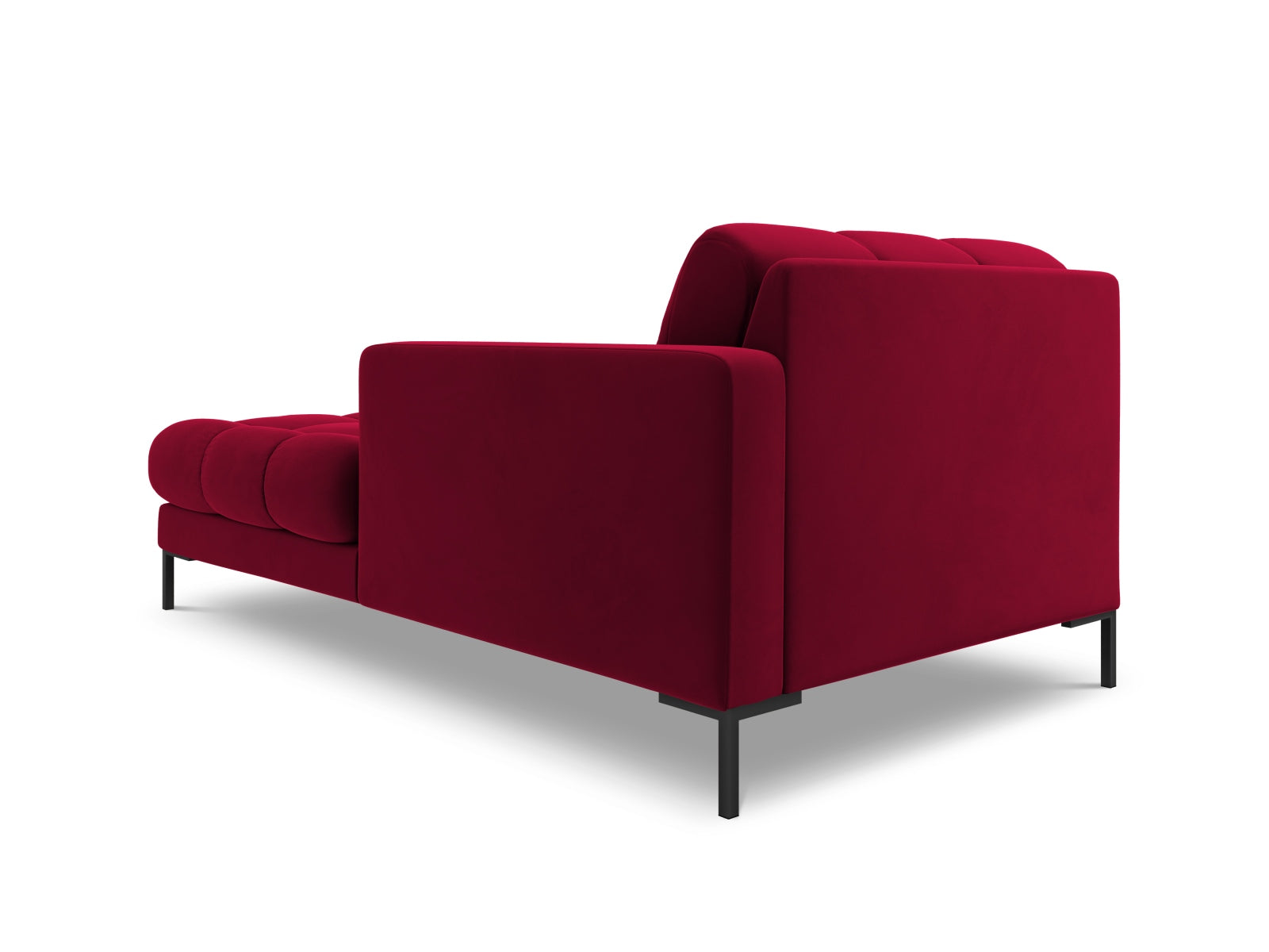 Elegante 1-Sitzer Chaise Longue rechts Bali in stilvollem Red-Bluvel, ideal für individuelle Wohnkonzepte und gemütliche Entspannung.