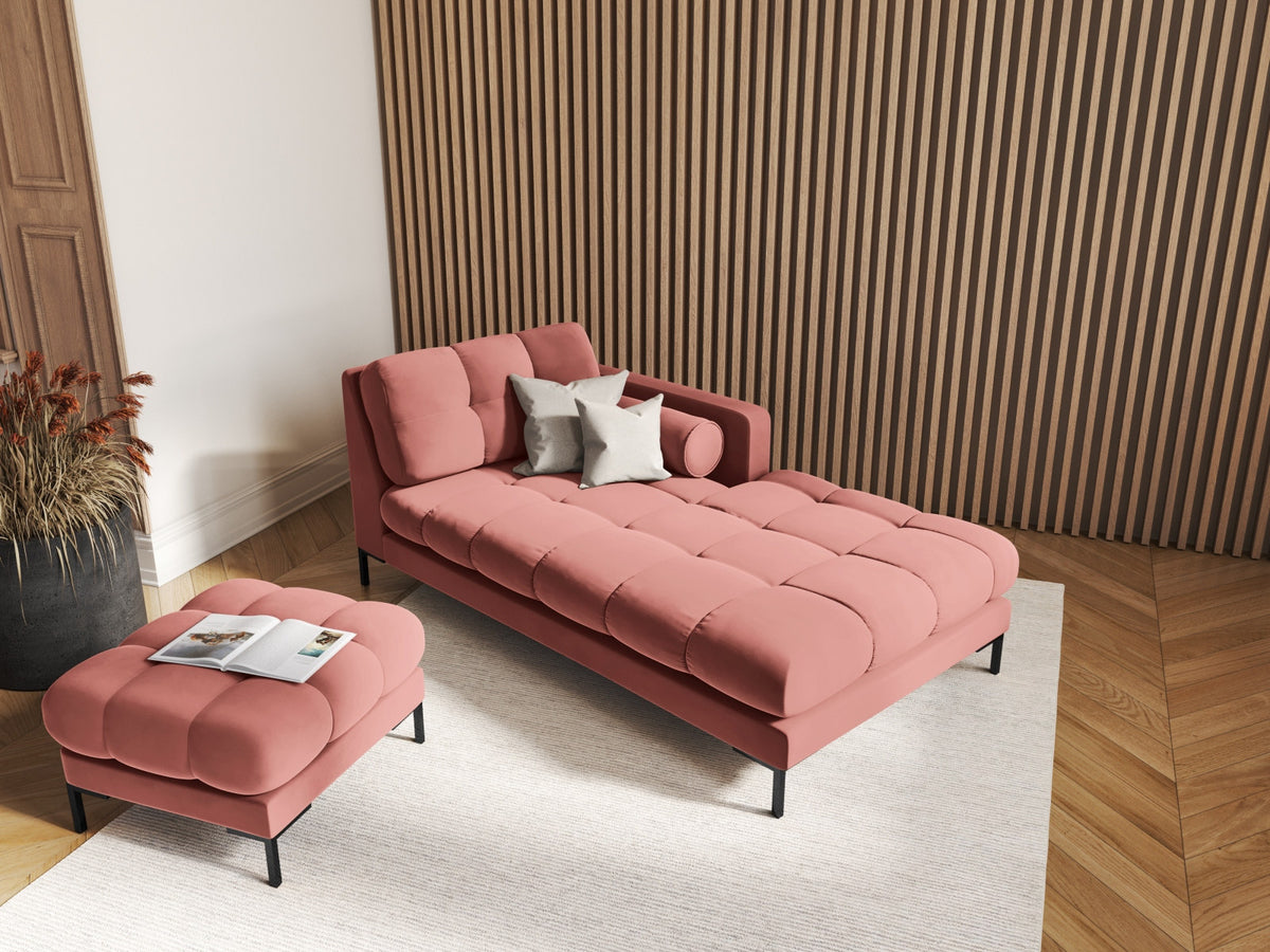 Modulares Sofa 1-Sitzer Chaise Longue rechts Bali mit Stoffbezug und Metallbeinen