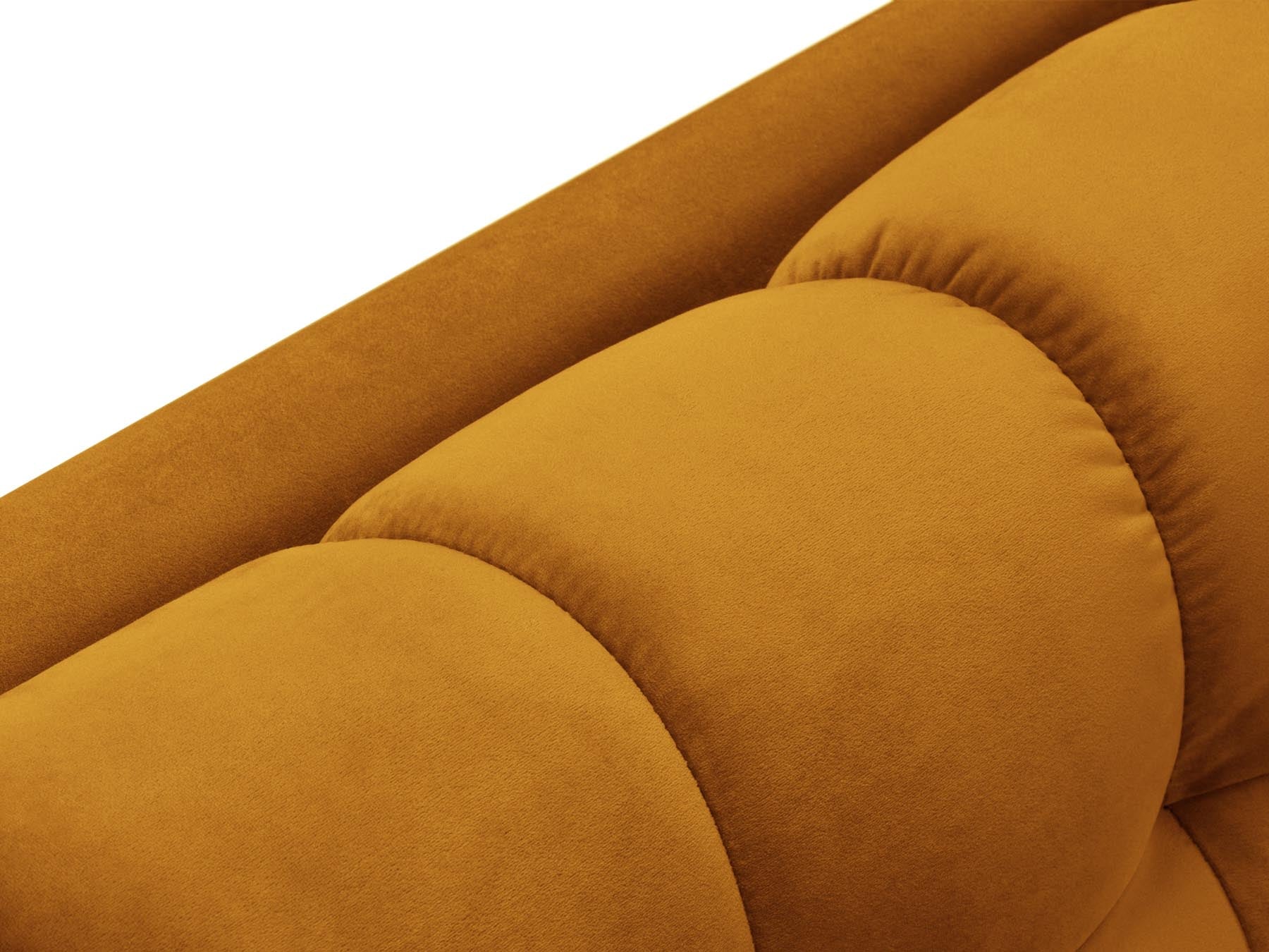 Stilvolle 1-Sitzer Chaise Longue rechts Bali in strahlendem Gelb, ideal für kreative Wohnräume und zeitgemäße Einrichtungsideen.