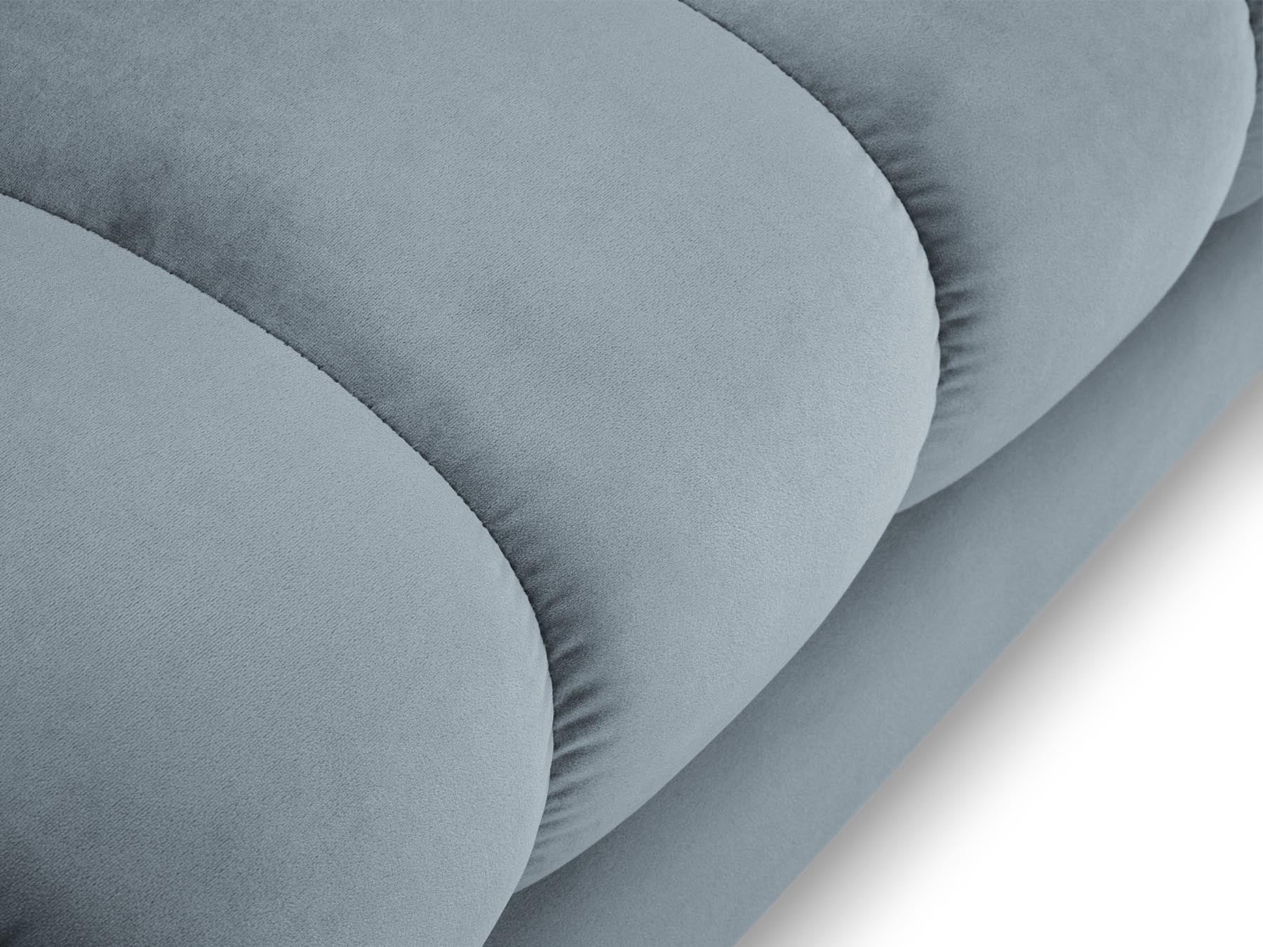 Moderne 1-Sitzer Chaise Longue rechts Bali in zartem Hellblau, perfekt für kreative Raumgestaltungen und gemütliche Entspannungsecken.