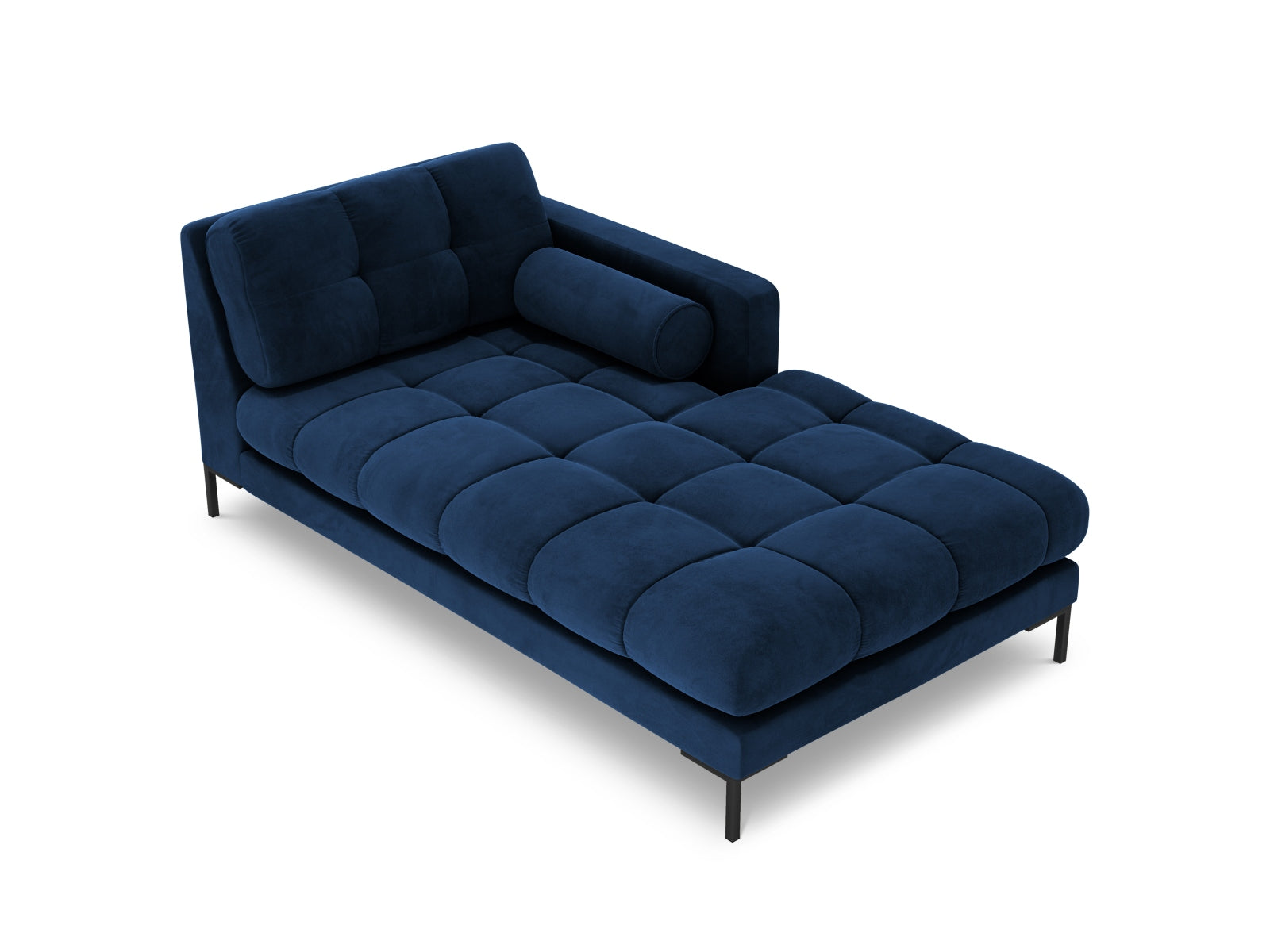 Elegante 1-Sitzer Chaise Longue rechts Bali in Royal Blue-Bluvel, ideal für stilvolle Wohnräume und vielseitige Sofa-Kombinationen.