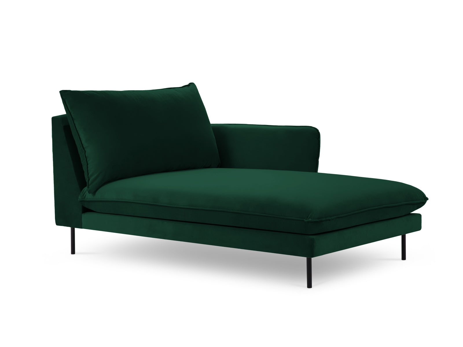 Vienna Velour Sofa Chaise Lounge rechts 1 Sitz 110cm in Bottle Green/Schwarz präsentiert im Onlineshop von KAQTU Design AG. L-Sofa rechts ist von Cosmopolitan Design