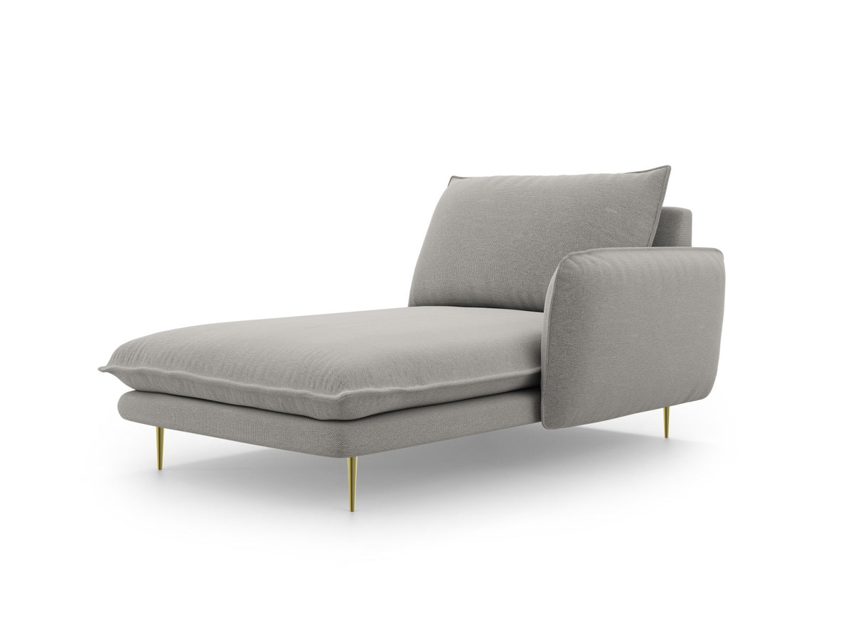 Vienna Sofa Chaise Lounge rechts 1 Sitz 110cm in Light Grey/Gold-Asgard/ Positano präsentiert im Onlineshop von KAQTU Design AG. L-Sofa rechts ist von Cosmopolitan Design