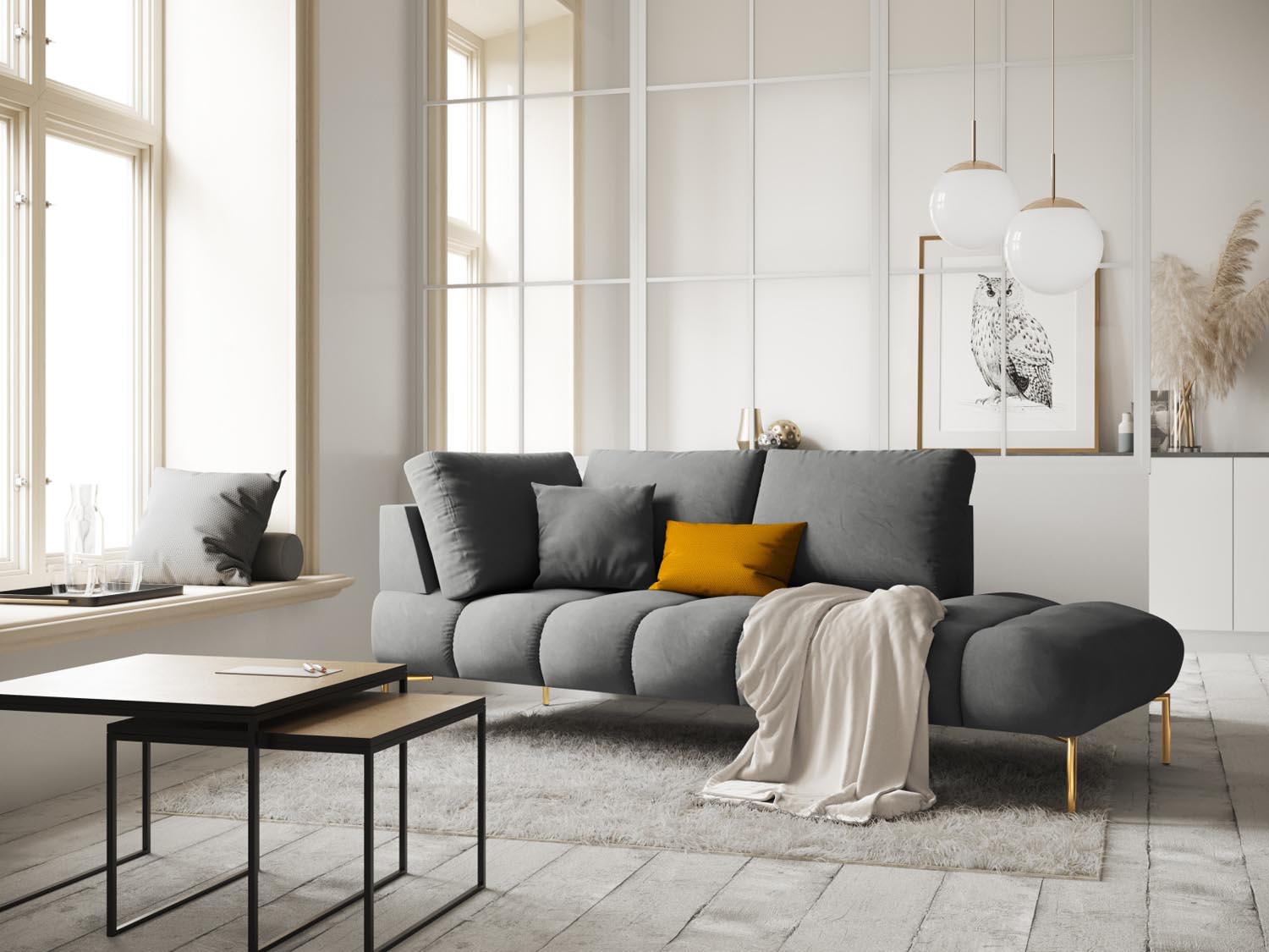 Geniessen Sie stilvollen Komfort mit der Hastings Velour Chaise Longue rechts 2 Sitzer von Cosmopolitan Design – ideal für Ihr modernes Wohnambiente.