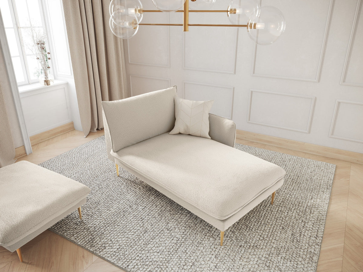 Vienna Boucle Sofa Chaise Lounge rechts 1 Sitz 110cm in Beige/Gold-Ascot präsentiert im Onlineshop von KAQTU Design AG. L-Sofa rechts ist von Cosmopolitan Design