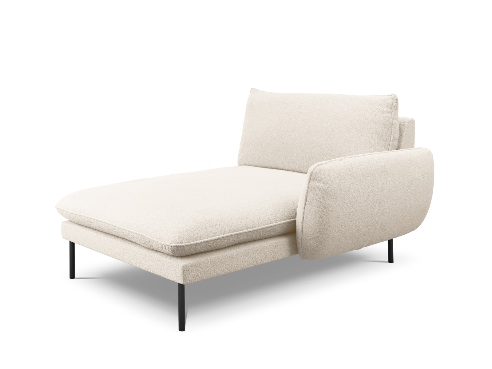 Vienna Boucle Sofa Chaise Lounge rechts 1 Sitz 110cm in Beige/Schwarz-Ascot präsentiert im Onlineshop von KAQTU Design AG. L-Sofa rechts ist von Cosmopolitan Design