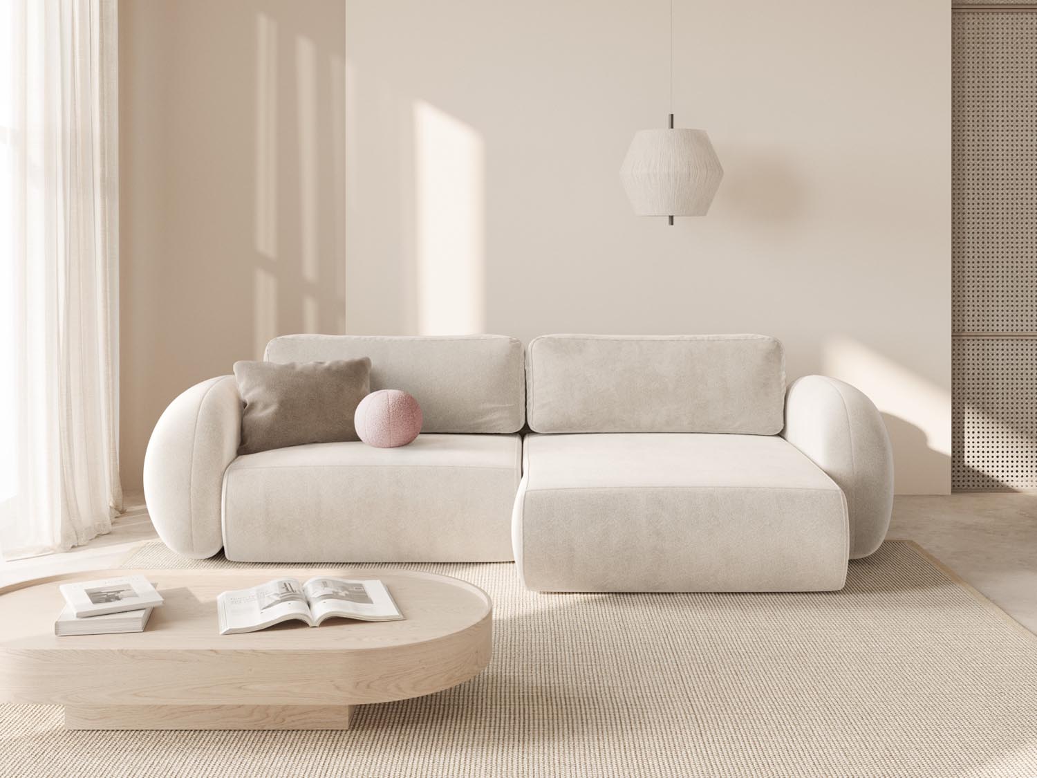 Tonale Ecksofa mit Schlaffunktion und Stauraum 4 Sitzer in Ivory präsentiert im Onlineshop von KAQTU Design AG. Ecksofa ist von Cosmopolitan Design