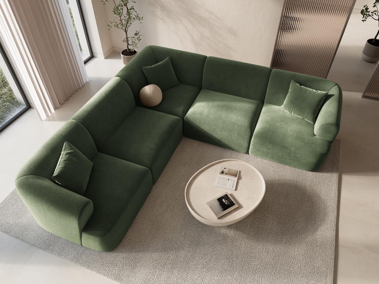 Entdecken Sie das stilvolle Campi Velour Modular Ecksofa 6 Sitzer von Cosmopolitan Design – perfekt für moderne Wohnkonzepte, flexibel und bequem.