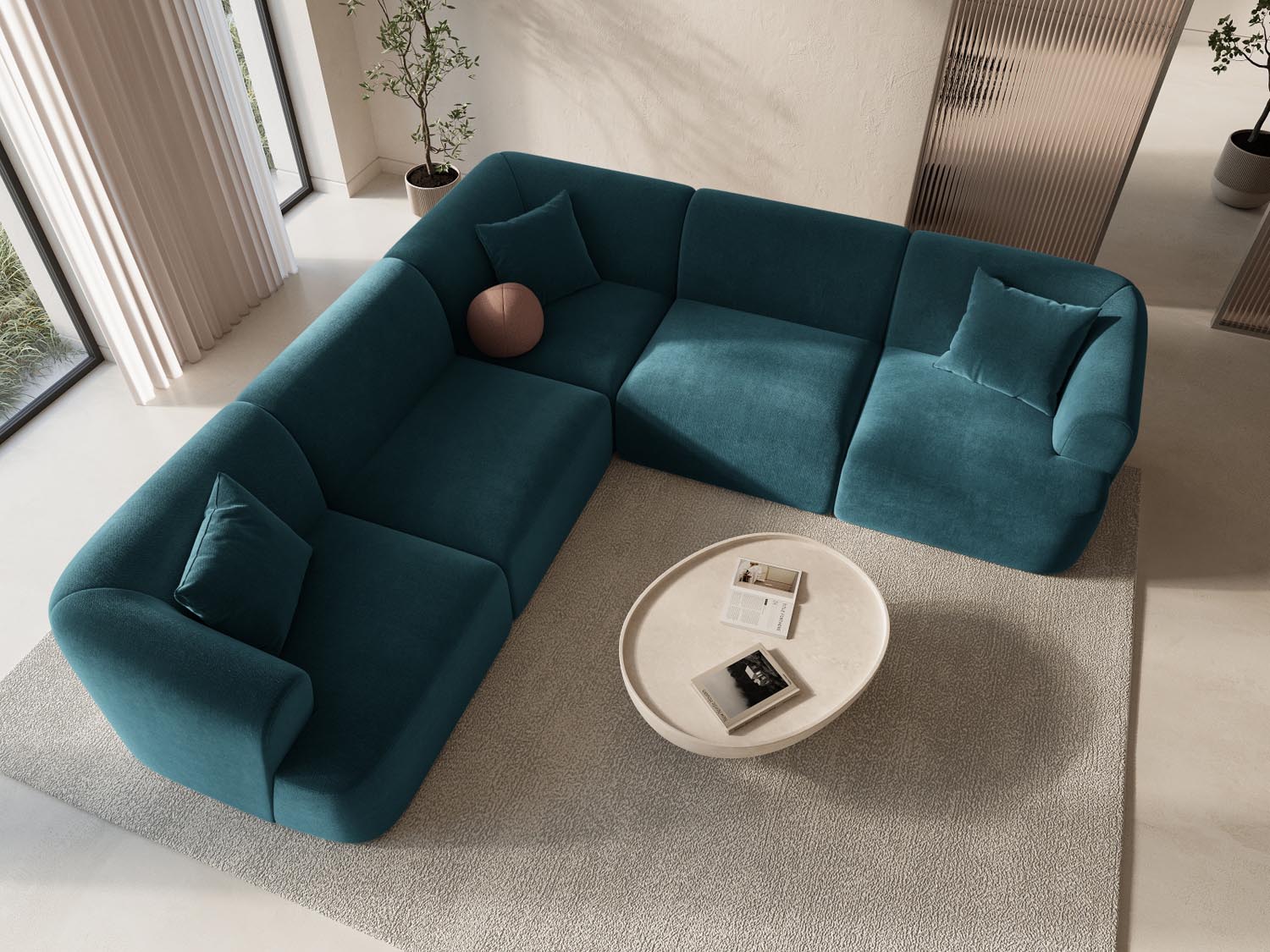 Entdecken Sie das stilvolle Campi Velour Modular Ecksofa 6 Sitzer von Cosmopolitan Design – perfekt für moderne Wohnkonzepte, flexibel und bequem.