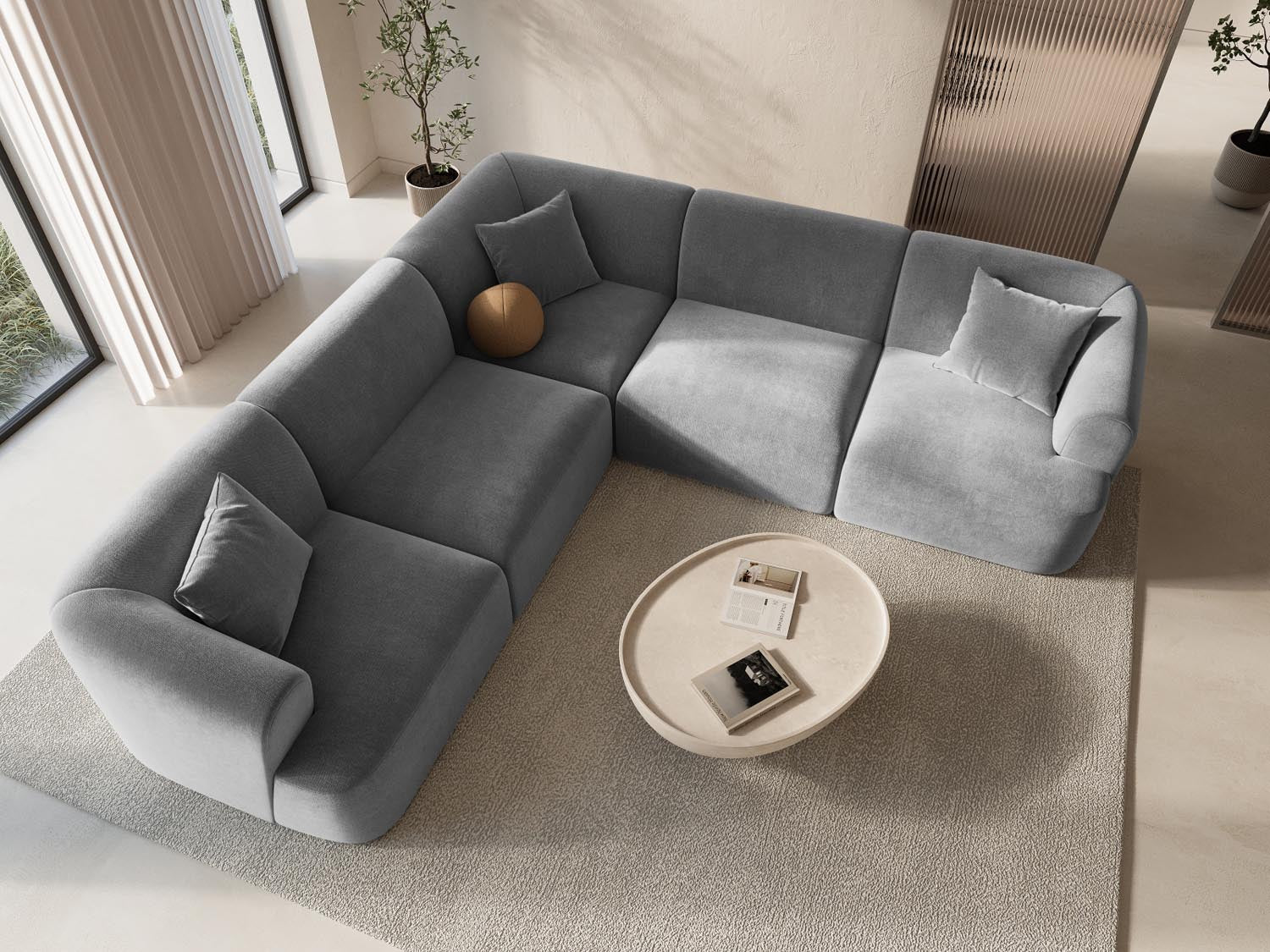Entdecken Sie das stilvolle Campi Velour Modular Ecksofa 6 Sitzer von Cosmopolitan Design – perfekt für moderne Wohnkonzepte, flexibel und bequem.