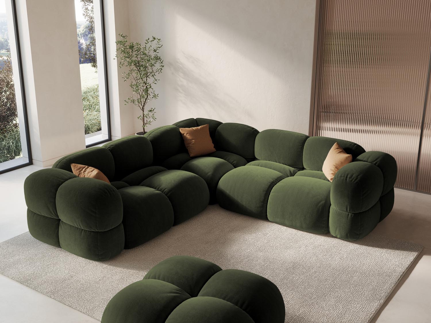 Entdecken Sie das elegante Loretto Velour Ecksofa 250cm – stilvoll, komfortabel und perfekt für Ihr Wohnzimmer. Hochwertige Materialien und pflegeleichte Oberfläche.