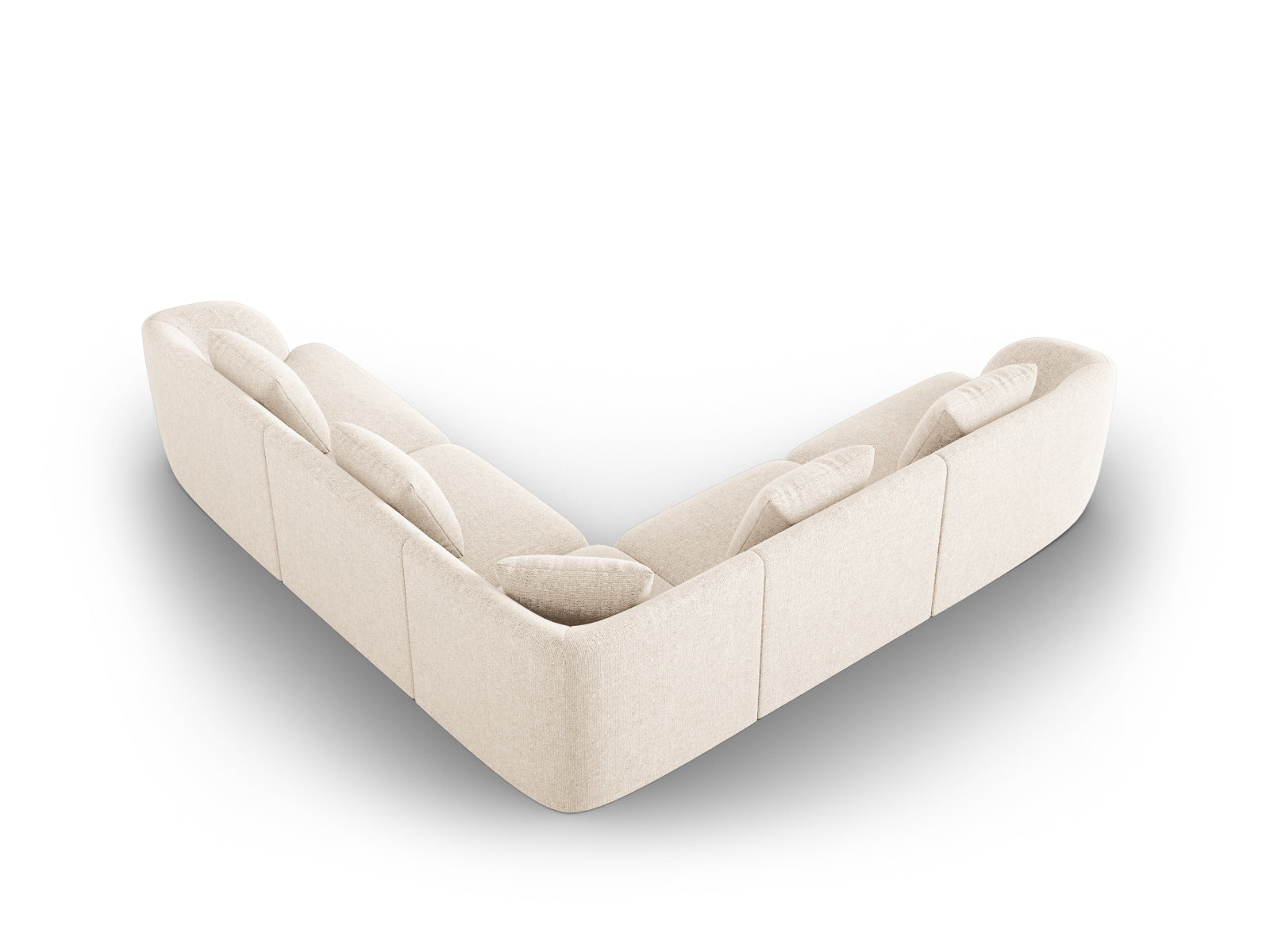 Elegantes Tulum Ecksofa in hellem Beige, 5-Sitzer, 255 cm, perfekt für eine gemütliche Wohnatmosphäre und flexible Raumgestaltung.
