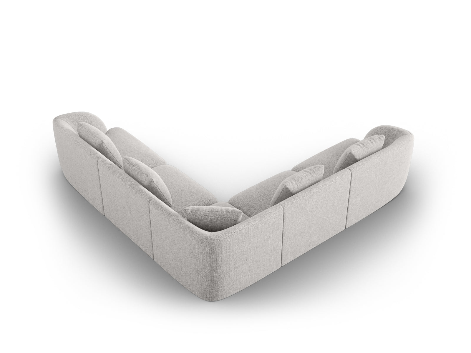 Elegantes, hellgraues Ecksofa Tulum, 5-Sitzer, reversible, 255 cm, ideal für stilvolle Wohnräume von Cosmopolitan Design.
