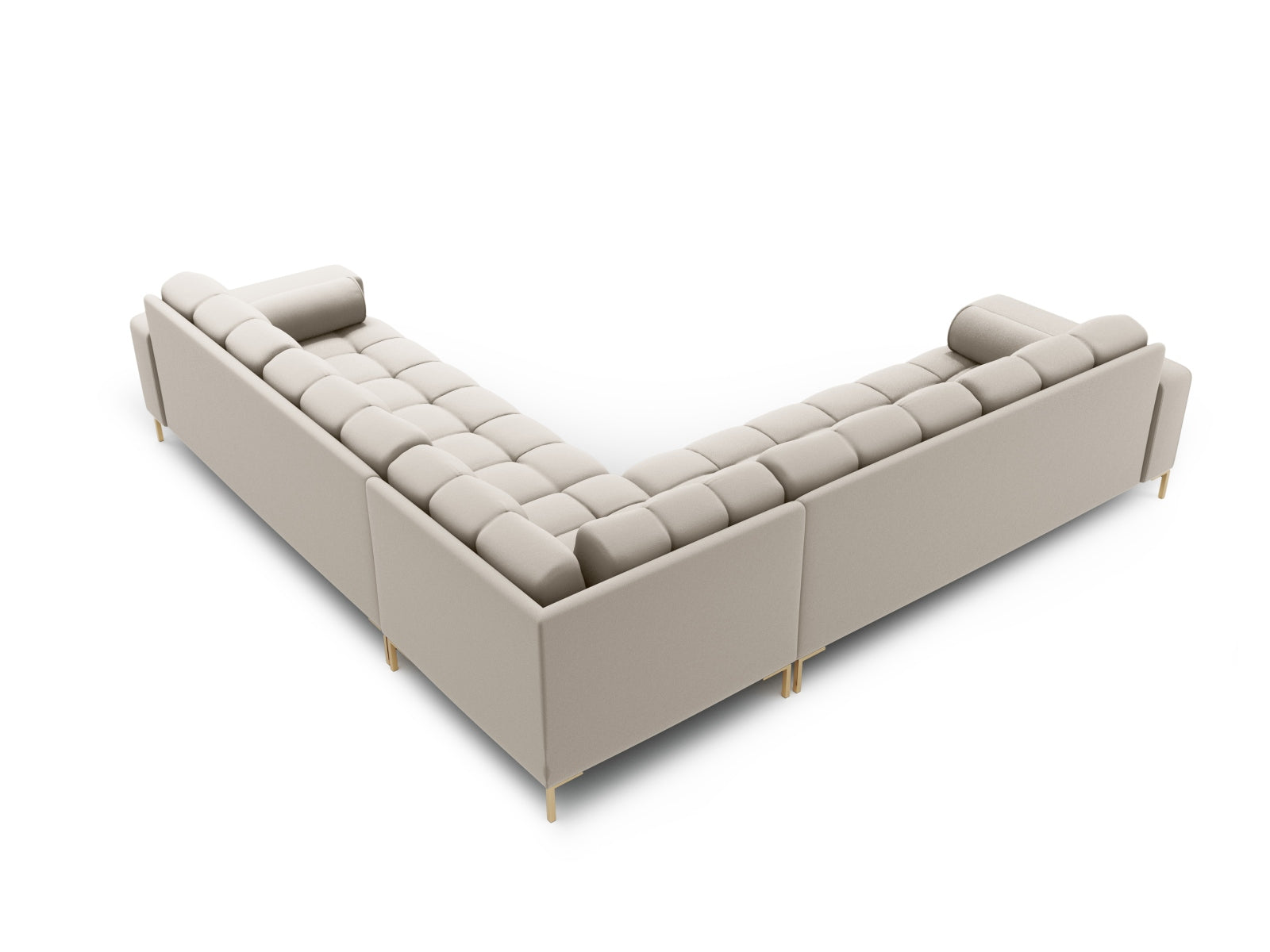 Modernes 6-Sitzer Ecksofa Symmetric Bali in sanften Beigetönen, perfekt für entspannte Stunden und stilvolle Einrichtung.