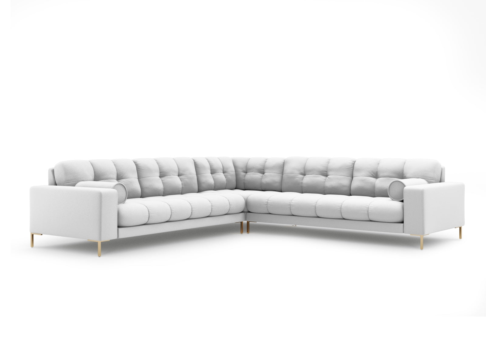 Elegantes 6-Sitzer Ecksofa Symmetric Bali in hellem Grau, ideal für stilvolle Wohnräume, erhältlich bei KAQTU Design AG.