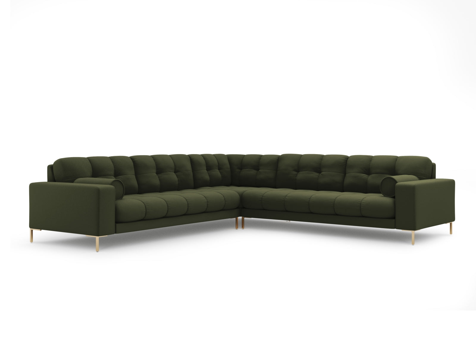 Elegantes 6-Sitzer Ecksofa Symmetric Bali in einem frischen Grünton, ideal für gesellige Abende und stilvolle Einrichtung.