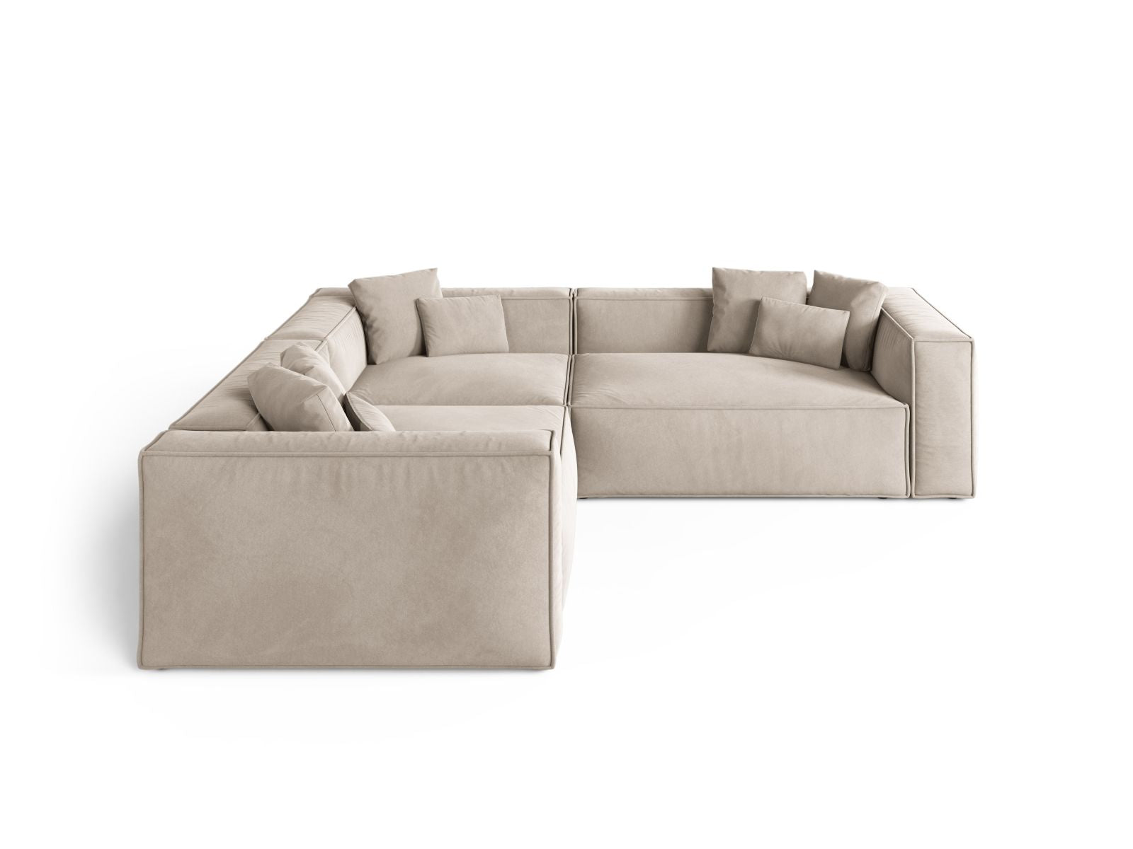 Elegantes 5-Sitzer Ecksofa Symmetric Aveiro in sanftem Beige, ideal für stilvolle Wohnräume, präsentiert von Cosmopolitan Design.