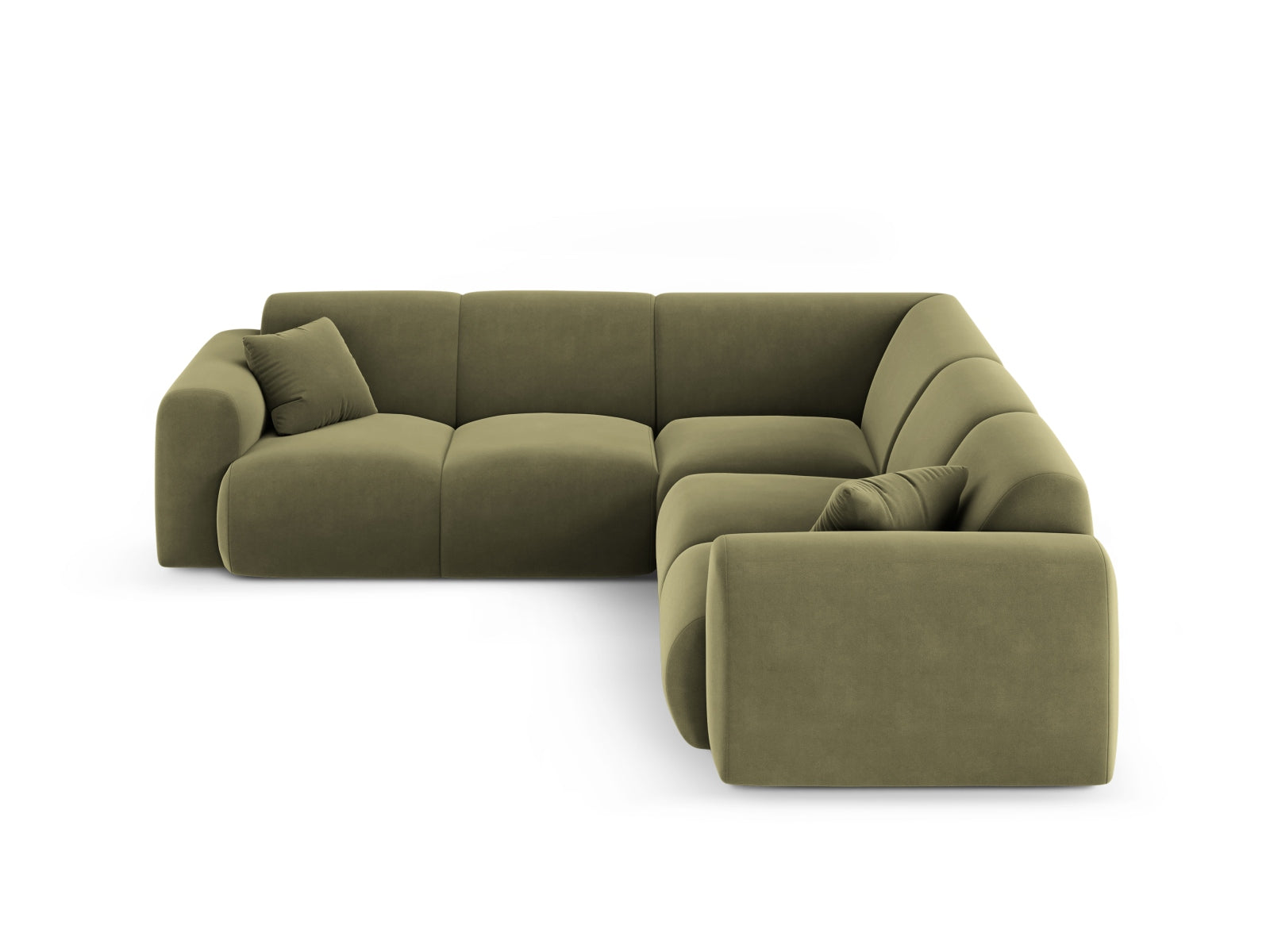 Nolio Velour Symmetrical Ecksofa 5 Sitzer 252cm in Light Green-Casino präsentiert im Onlineshop von KAQTU Design AG. Ecksofa ist von Cosmopolitan Design
