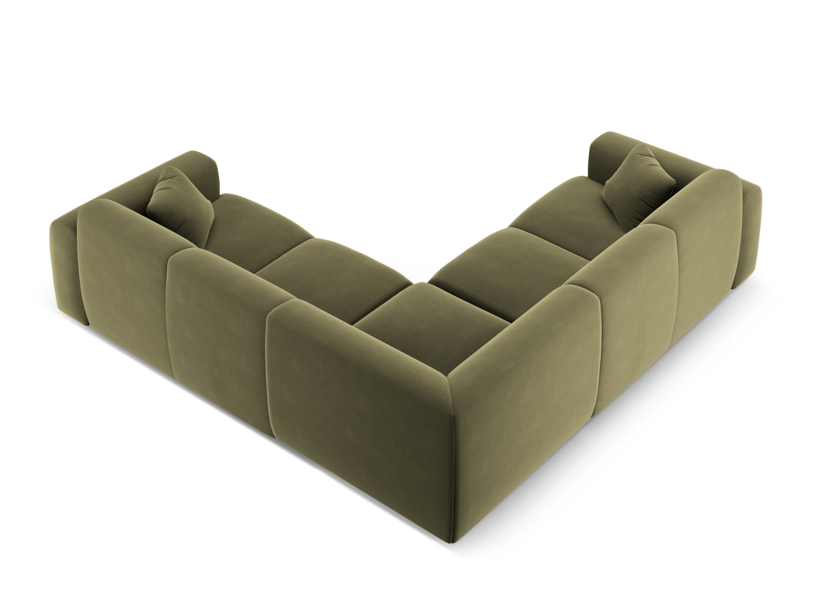 Elegantes Nolio Velour Ecksofa in zartem Hellgrün, großzügiger 5-Sitzer mit 252 cm, ideal für stilvolle Wohnräume.
