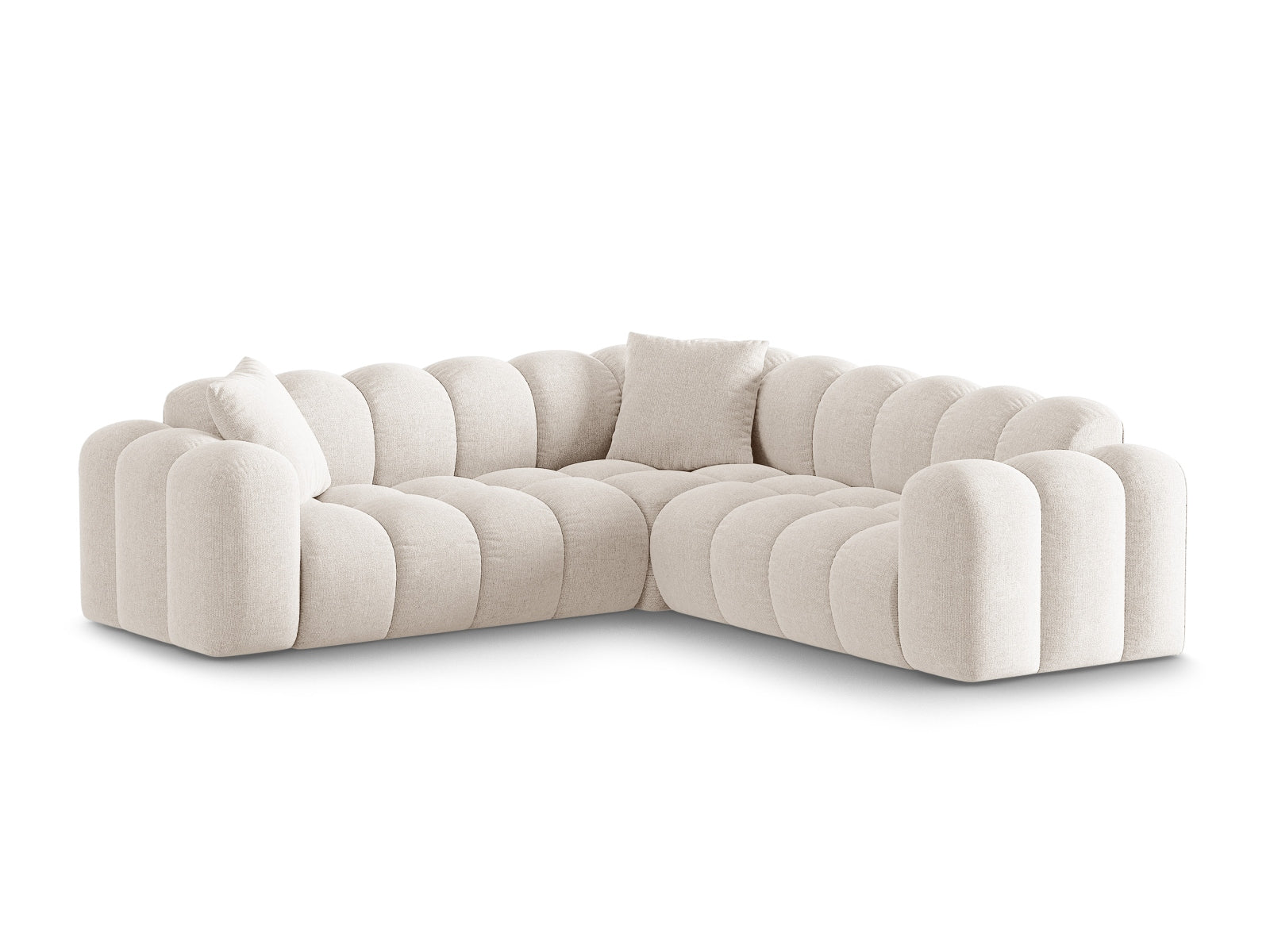 Elegantes 3-Sitzer Ecksofa Symmetric Treno in sanftem Beige, ideal für stilvolle Wohnräume, präsentiert von Cosmopolitan Design.