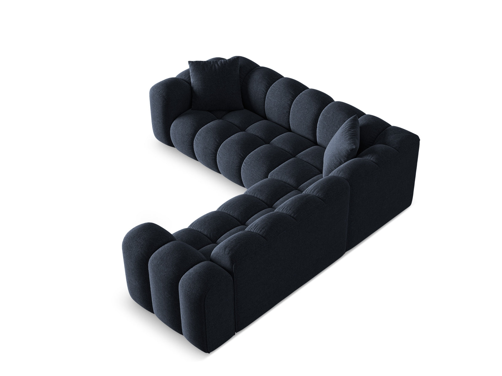 Elegantes 3-Sitzer Ecksofa Symmetric Treno in edlem Navy Blue, ideal für stilvolle Akzente in Ihrem Wohnraum.