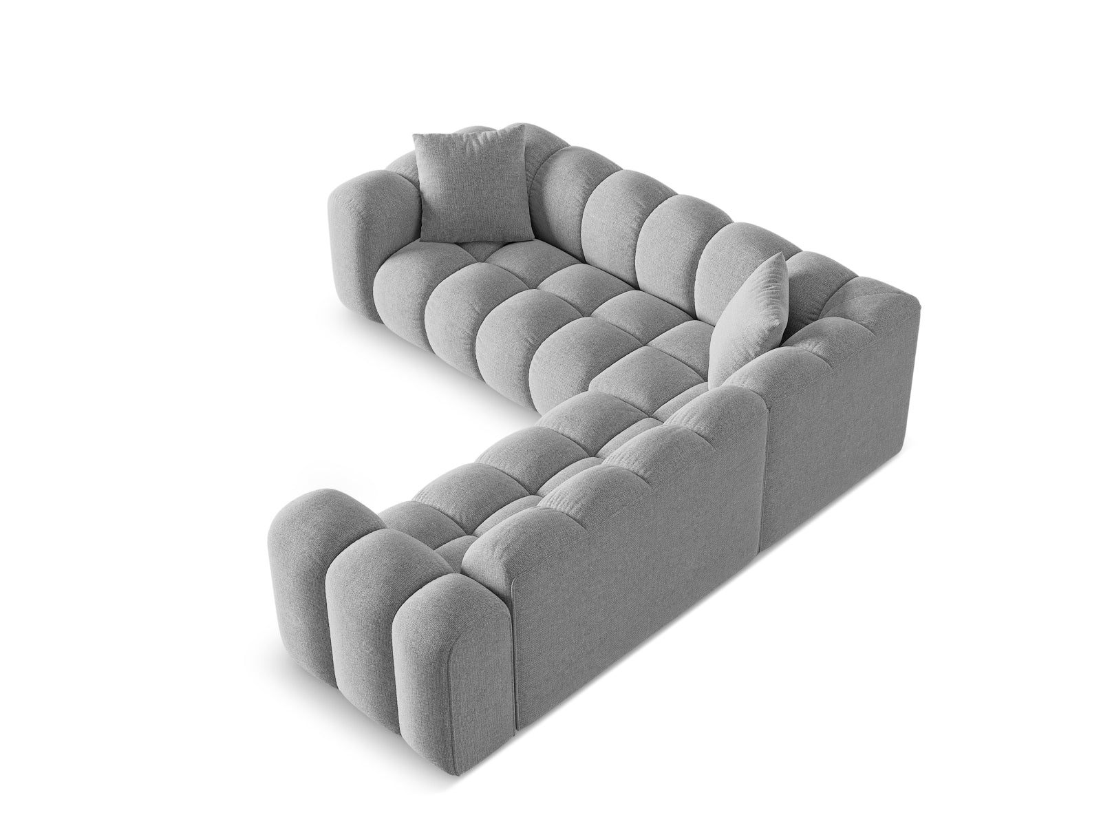 Elegantes 3-Sitzer Ecksofa Symmetric Treno in dezentem Grau, ideal für stilvolle und einladende Wohnräume von Cosmopolitan Design.